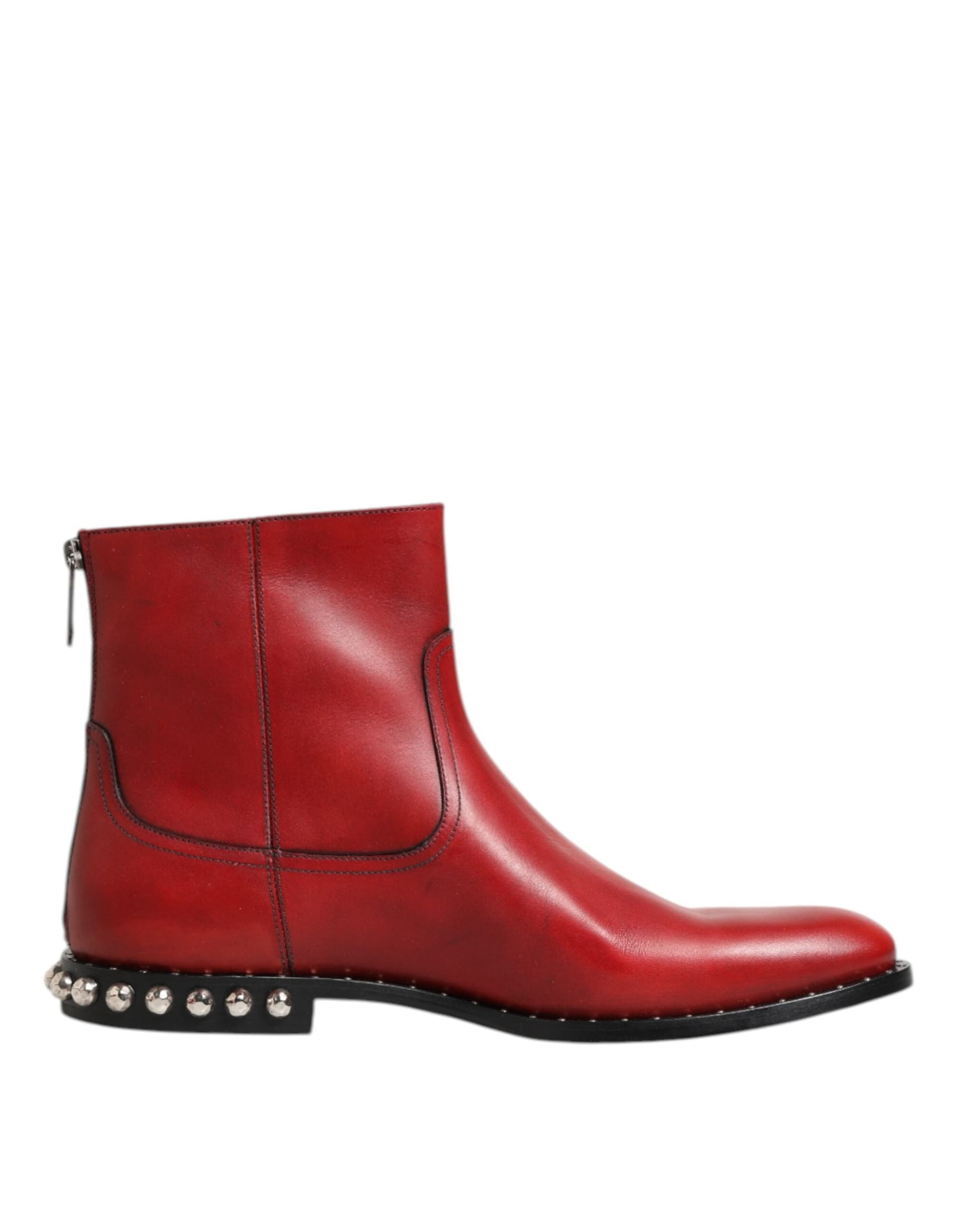 Dolce & Gabbana Red Studded Chelsea Short Ankle Boots Shoes - 6
