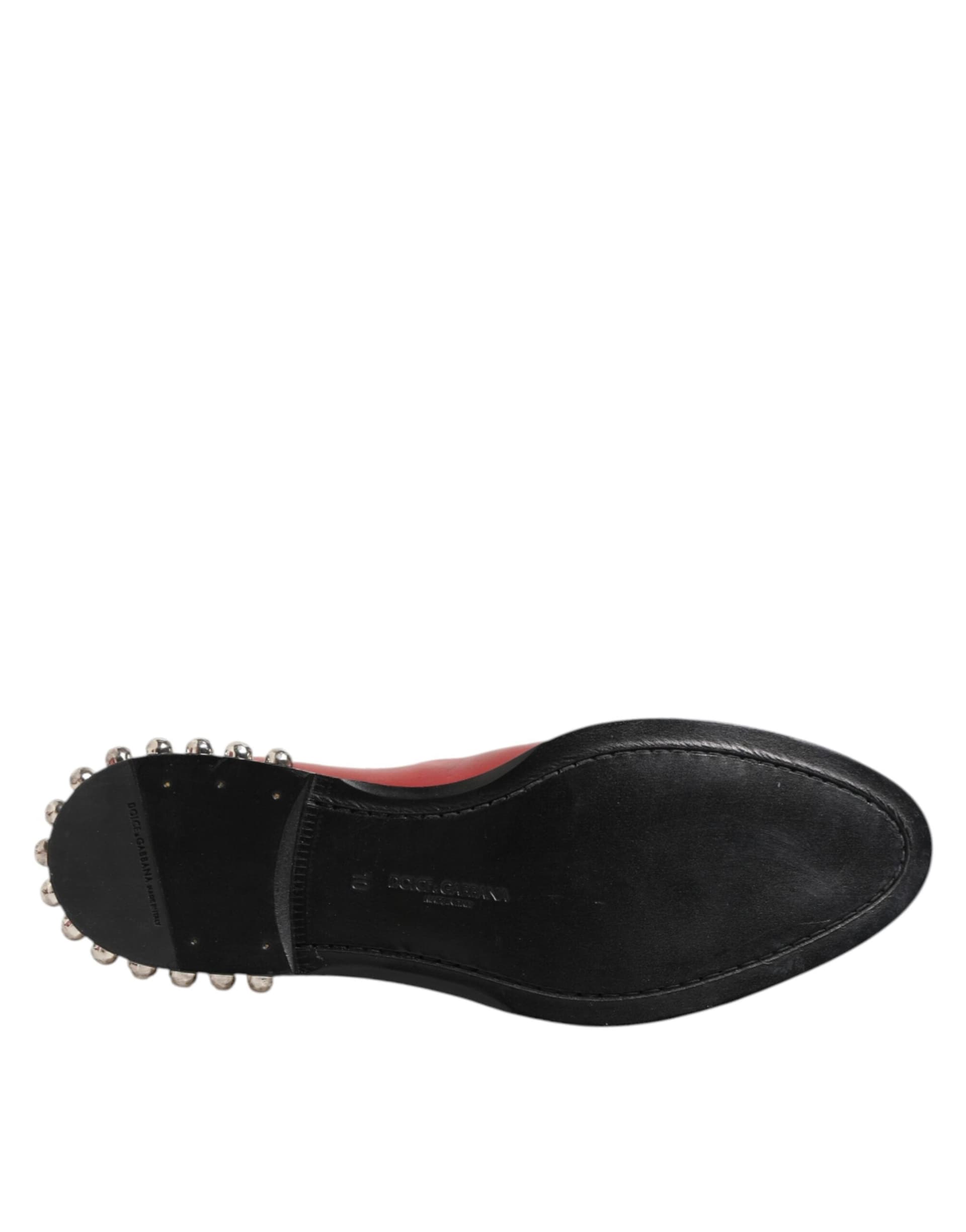 Dolce & Gabbana Red Studded Chelsea Short Ankle Boots Shoes - 8