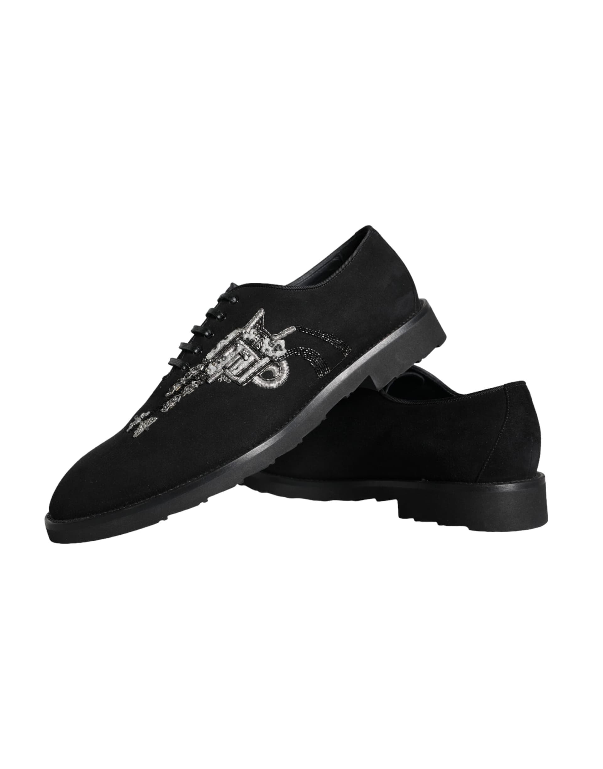 Dolce & Gabbana Black Suede Sicilia Lace Up Formal Shoes - 8