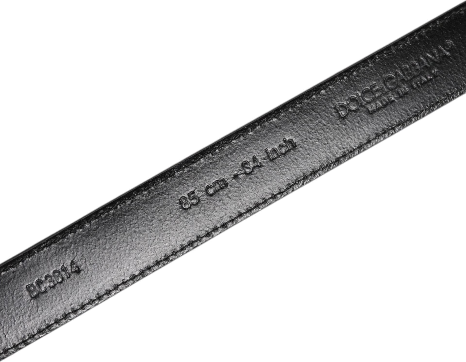 Dolce & Gabbana Gray Leather Silver Tone Metal Buckle Belt - 5