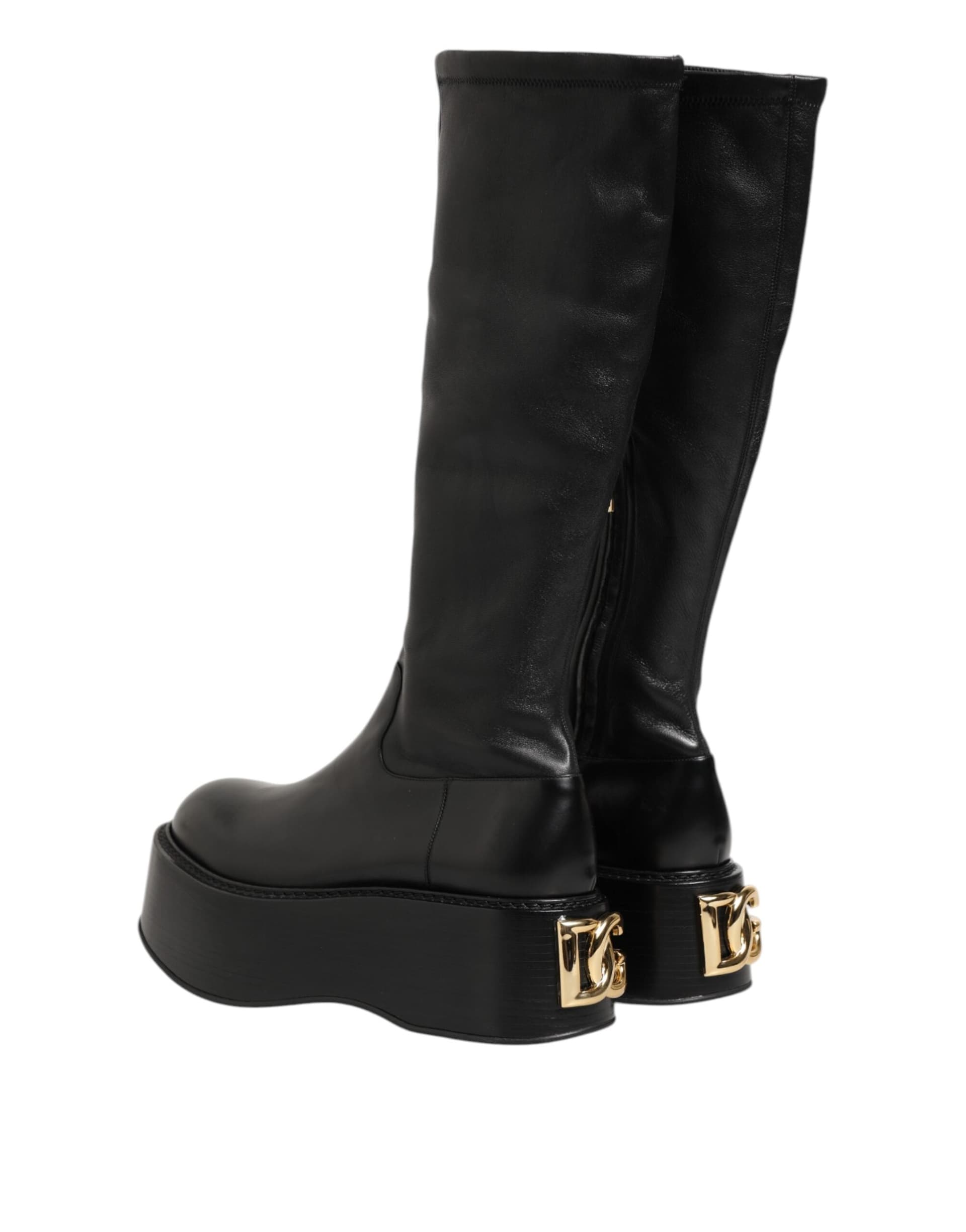 Dolce & Gabbana Black Logo Plaque Over The Calf Boots Shoes - 3