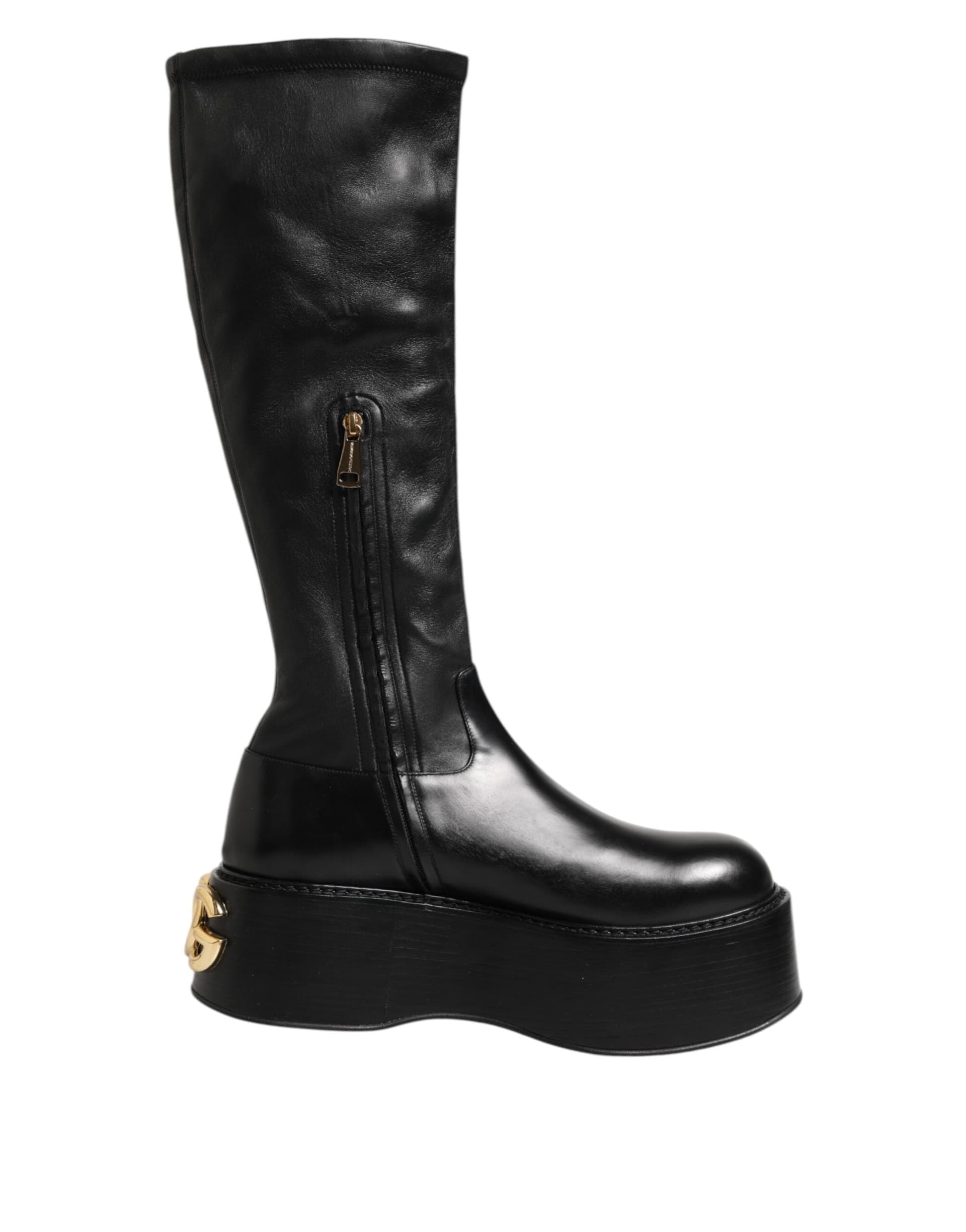 Dolce & Gabbana Black Logo Plaque Over The Calf Boots Shoes - 5