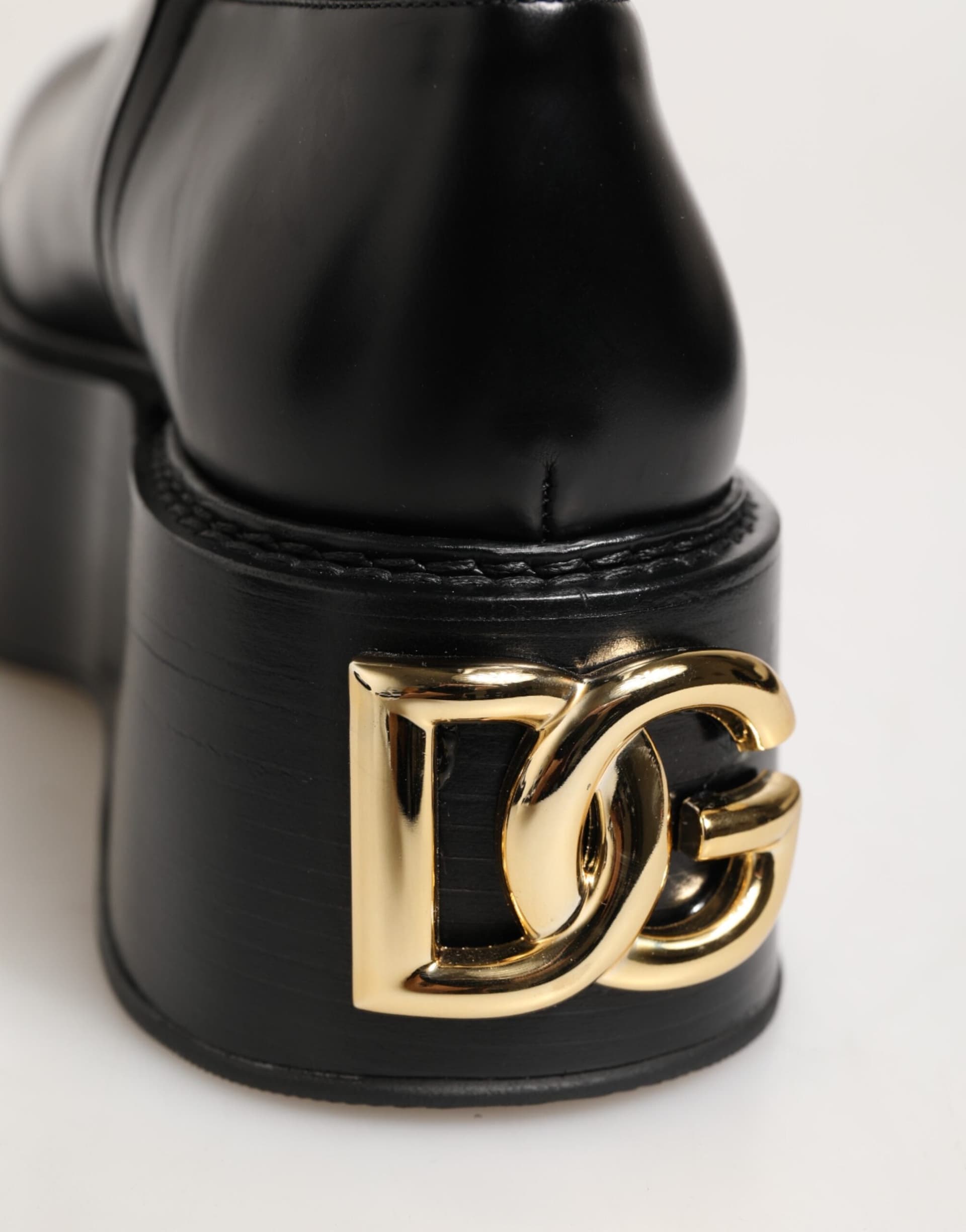 Dolce & Gabbana Black Logo Plaque Over The Calf Boots Shoes - 8