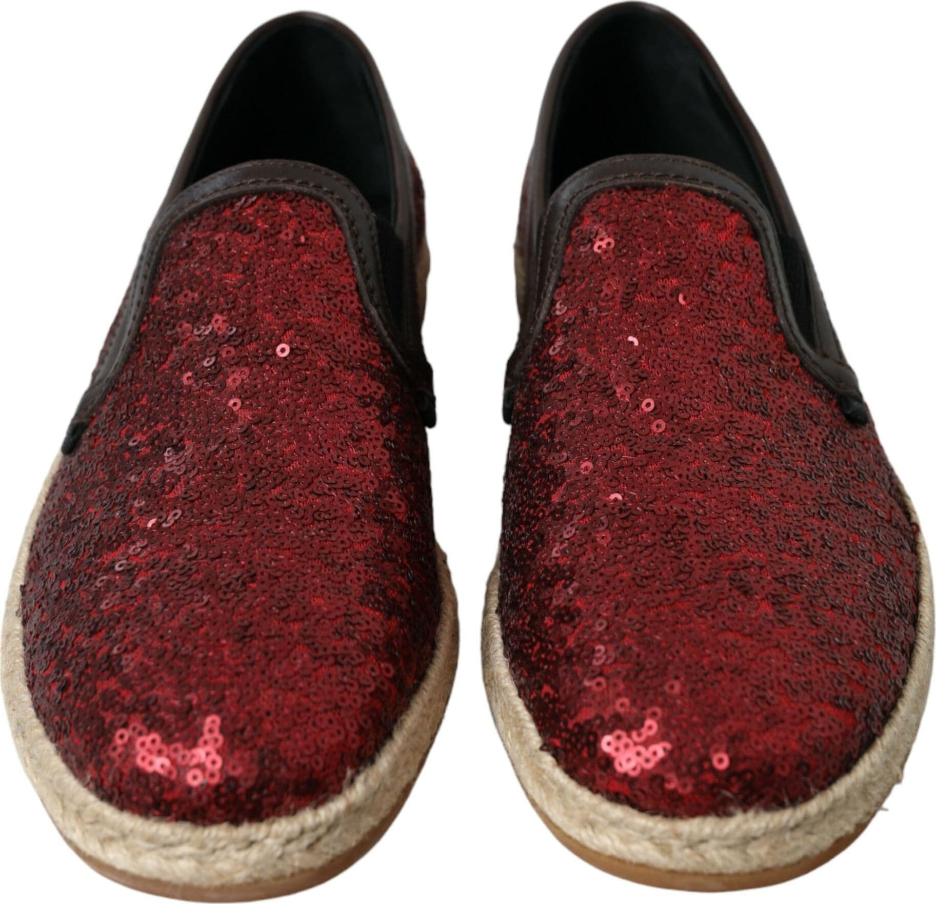 Dolce & Gabbana Red Sequined Loafers Slippers Men Shoes