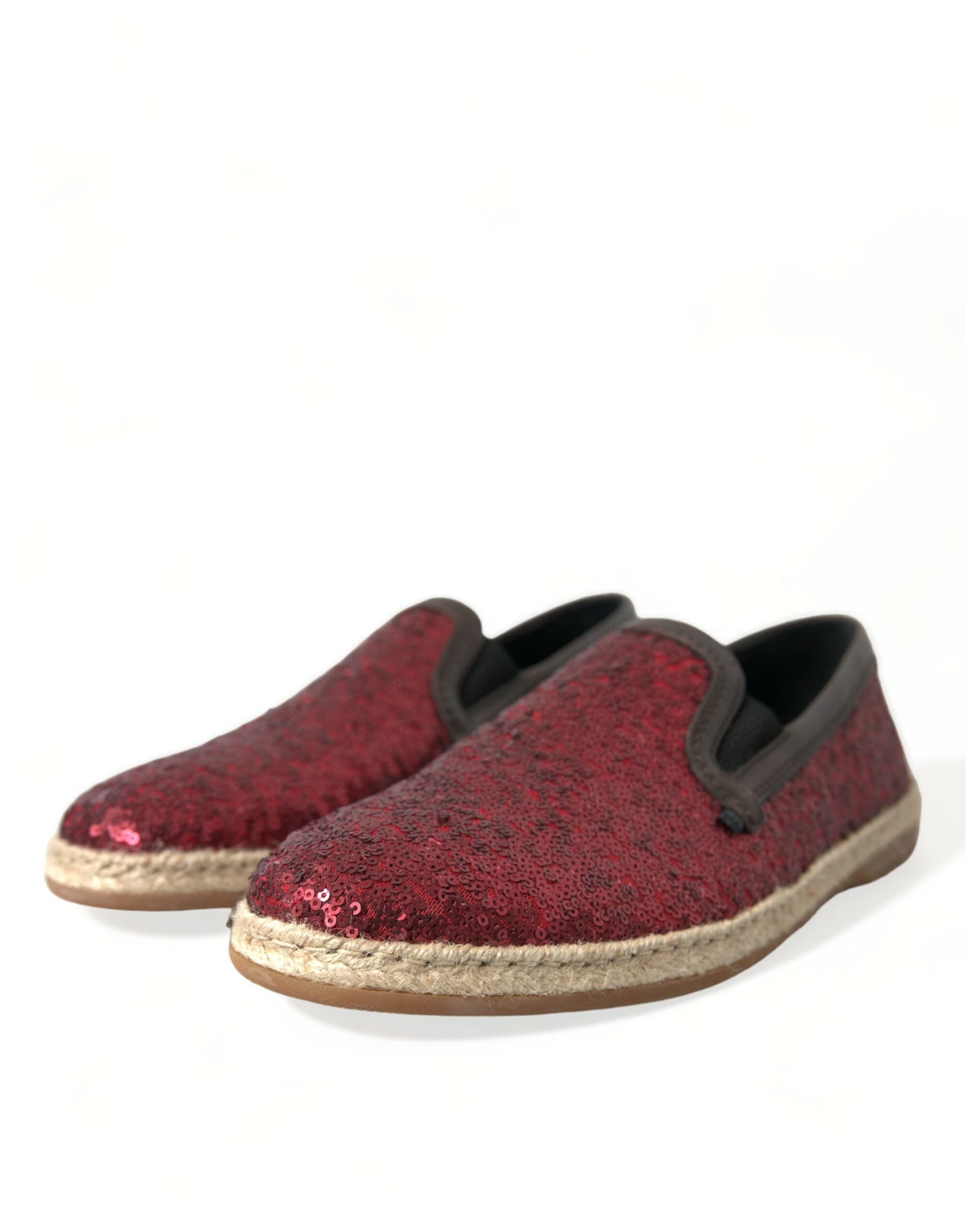 Dolce & Gabbana Red Sequined Loafers Slippers Men Shoes - 2