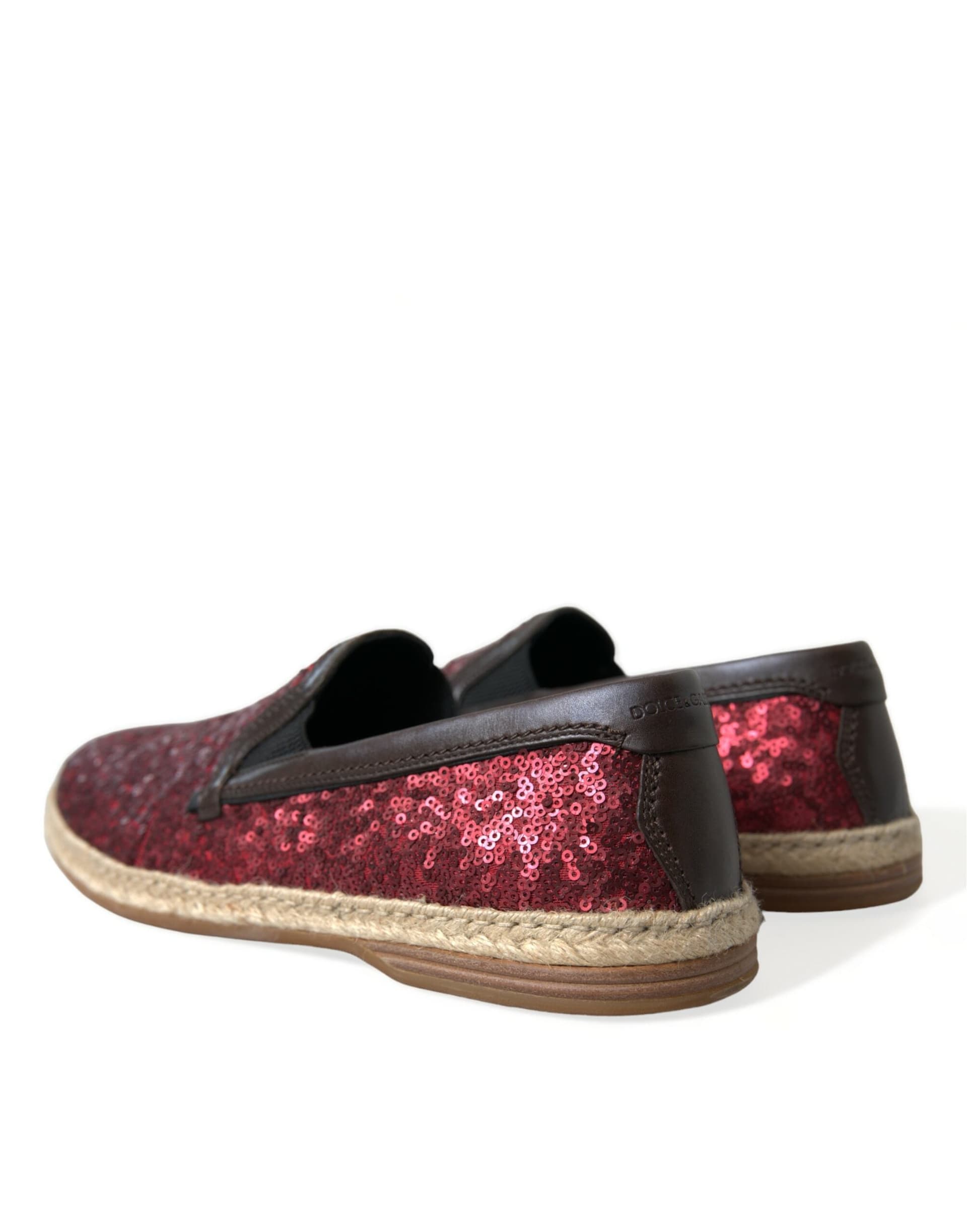 Dolce & Gabbana Red Sequined Loafers Slippers Men Shoes - 3