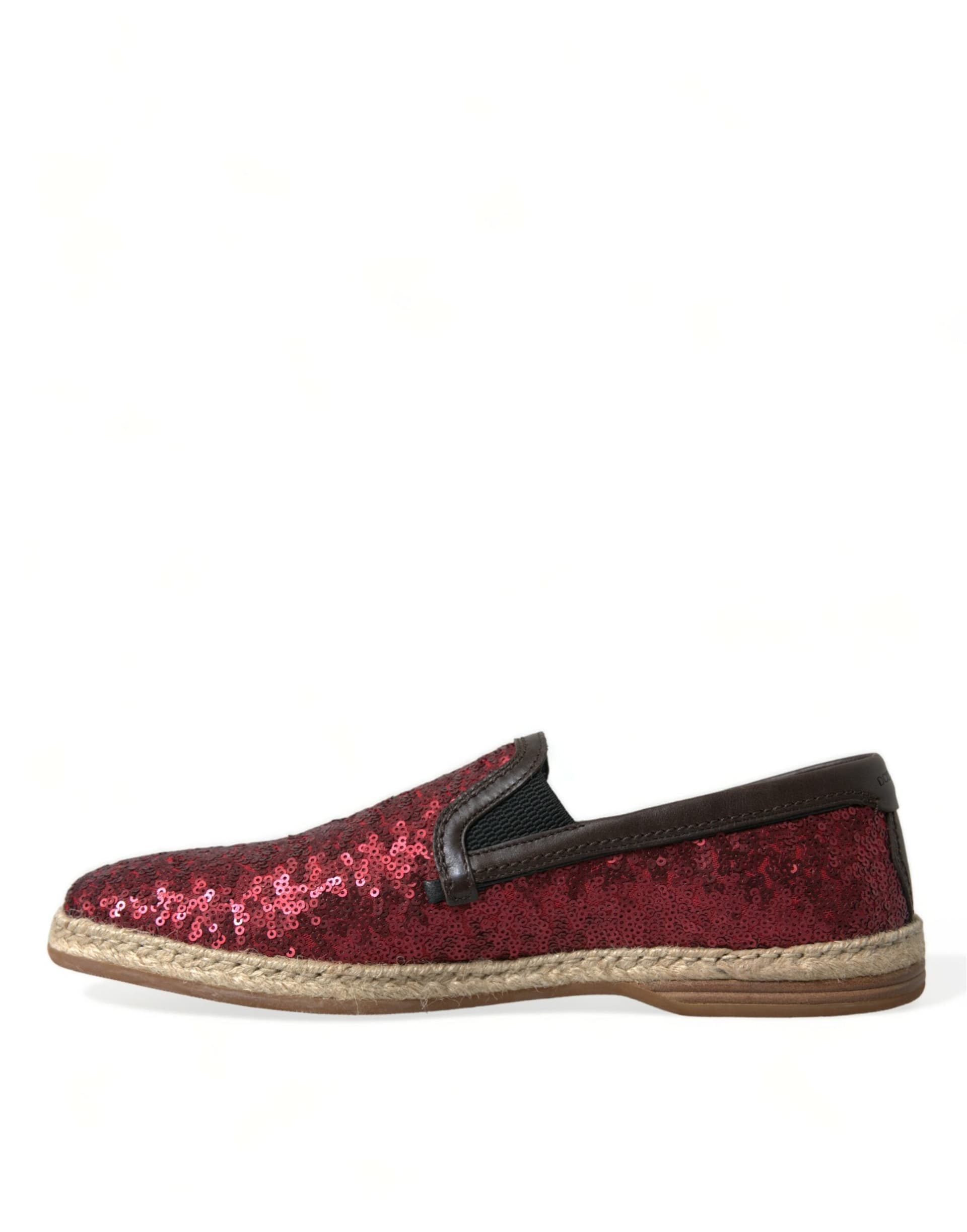 Dolce & Gabbana Red Sequined Loafers Slippers Men Shoes - 4