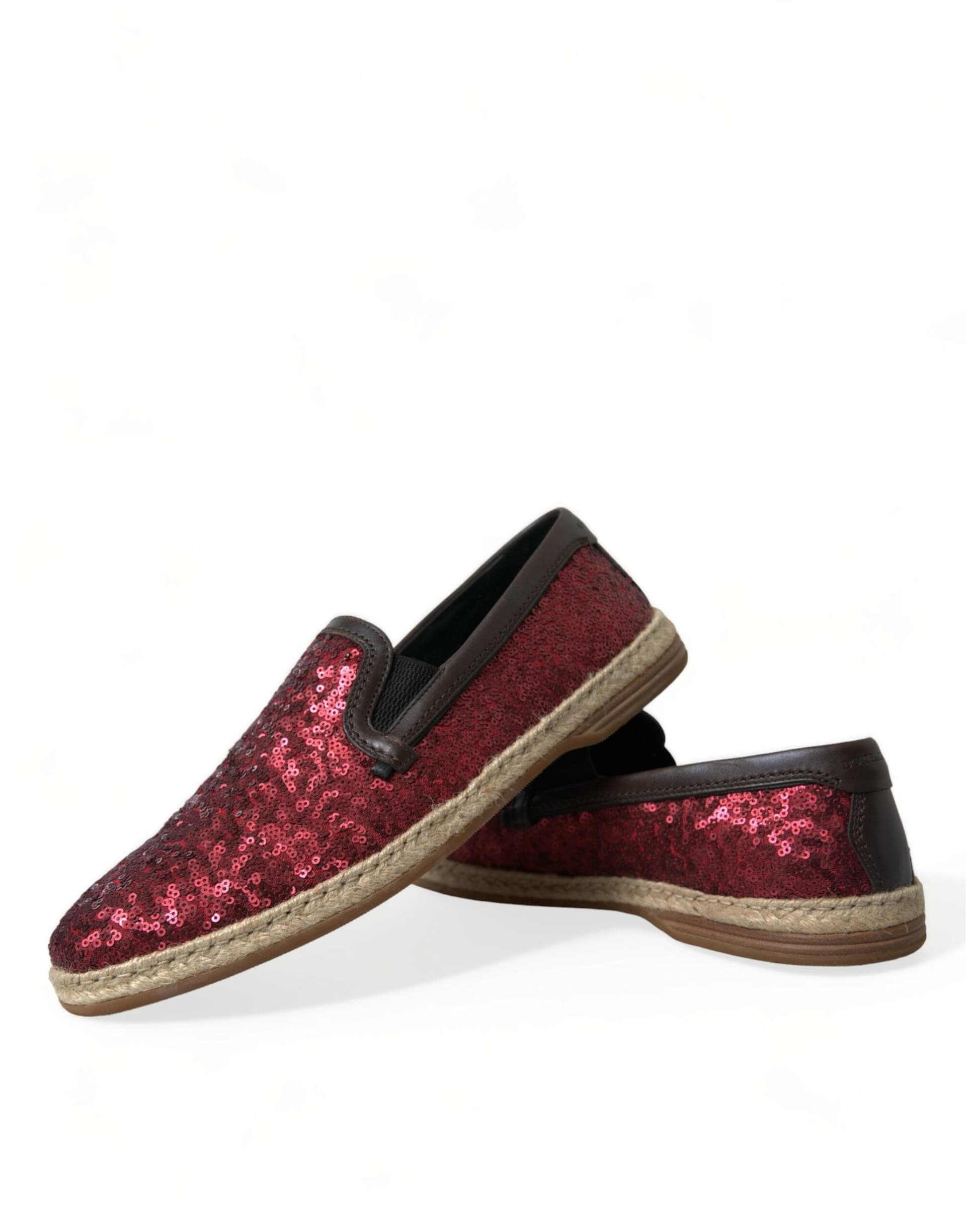 Dolce & Gabbana Red Sequined Loafers Slippers Men Shoes - 7