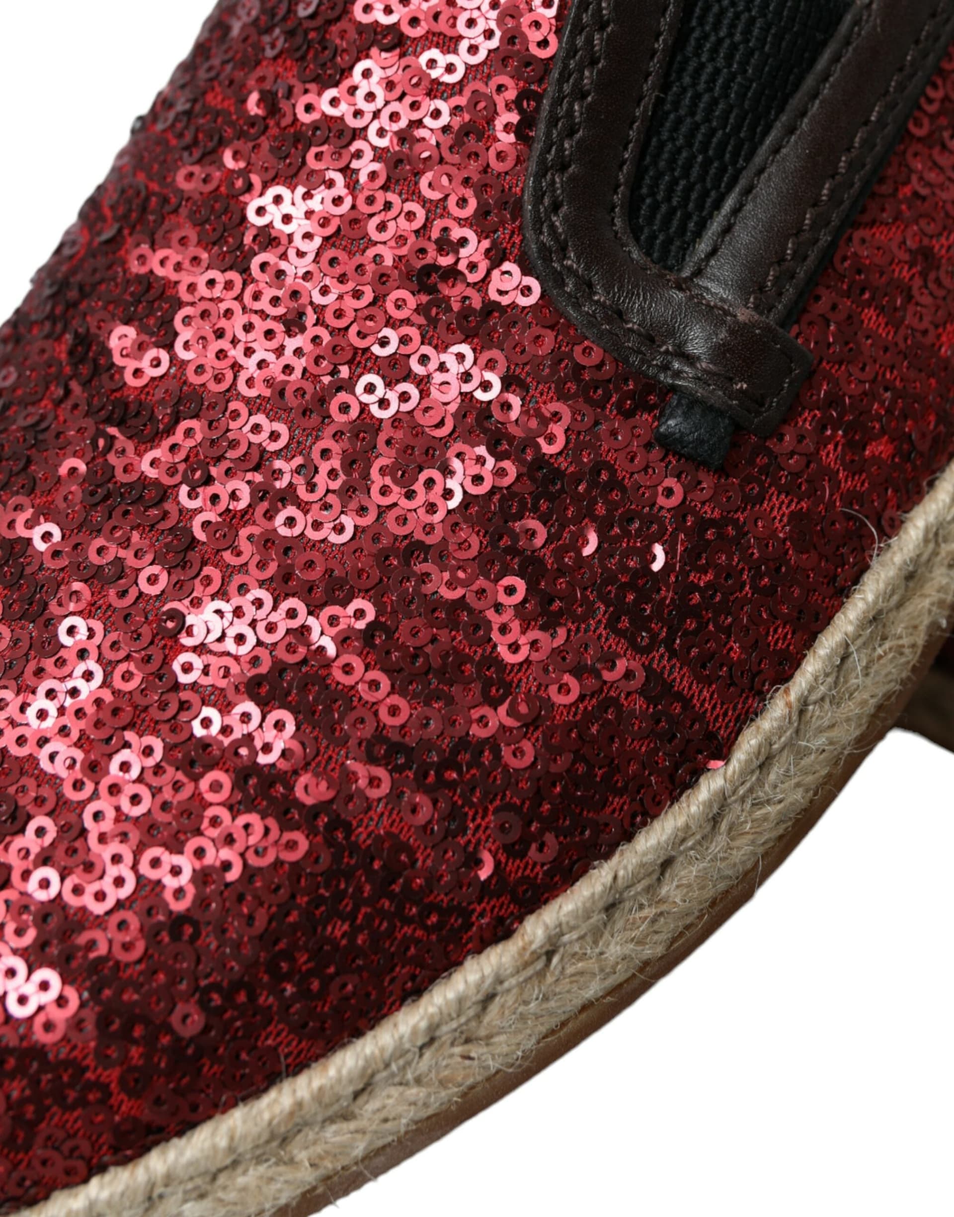 Dolce & Gabbana Red Sequined Loafers Slippers Men Shoes - 8