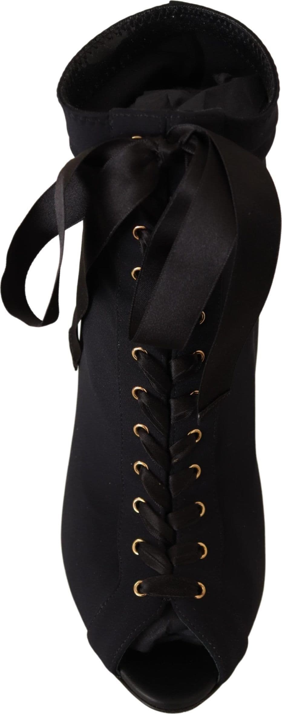 Dolce & Gabbana Black Stretch Short Ankle Boots Shoes - 2