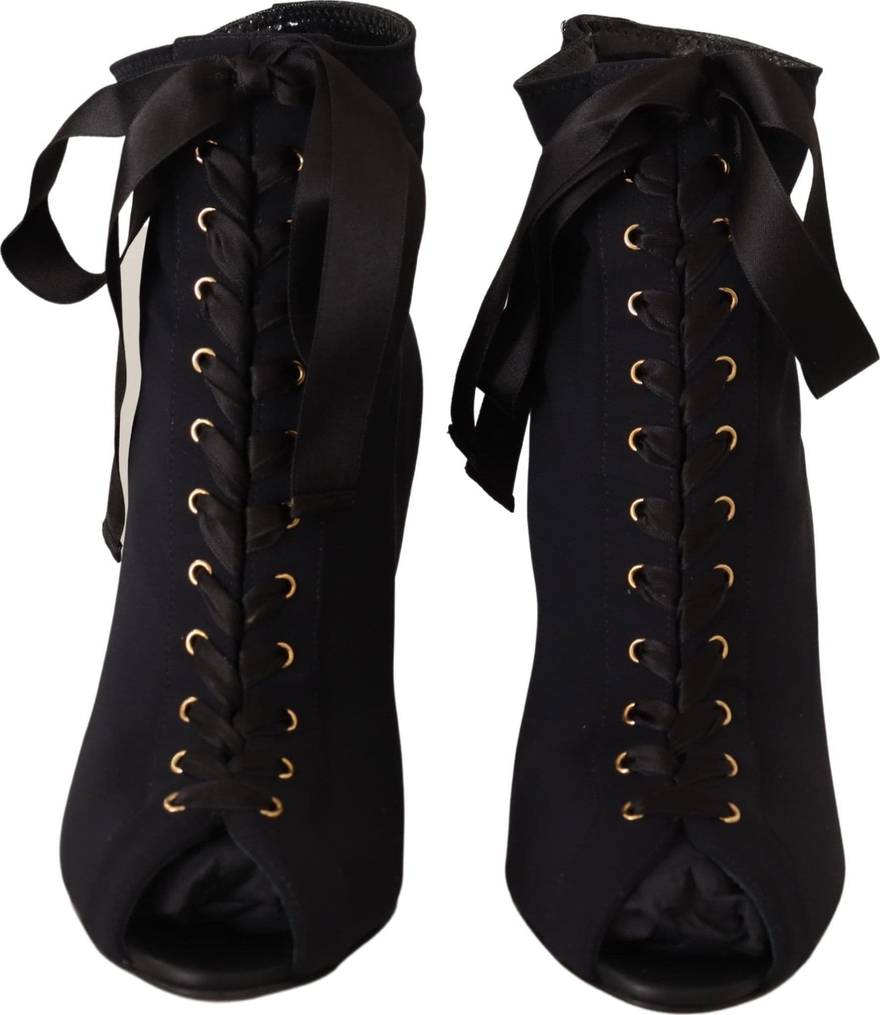 Dolce & Gabbana Black Stretch Short Ankle Boots Shoes - 3