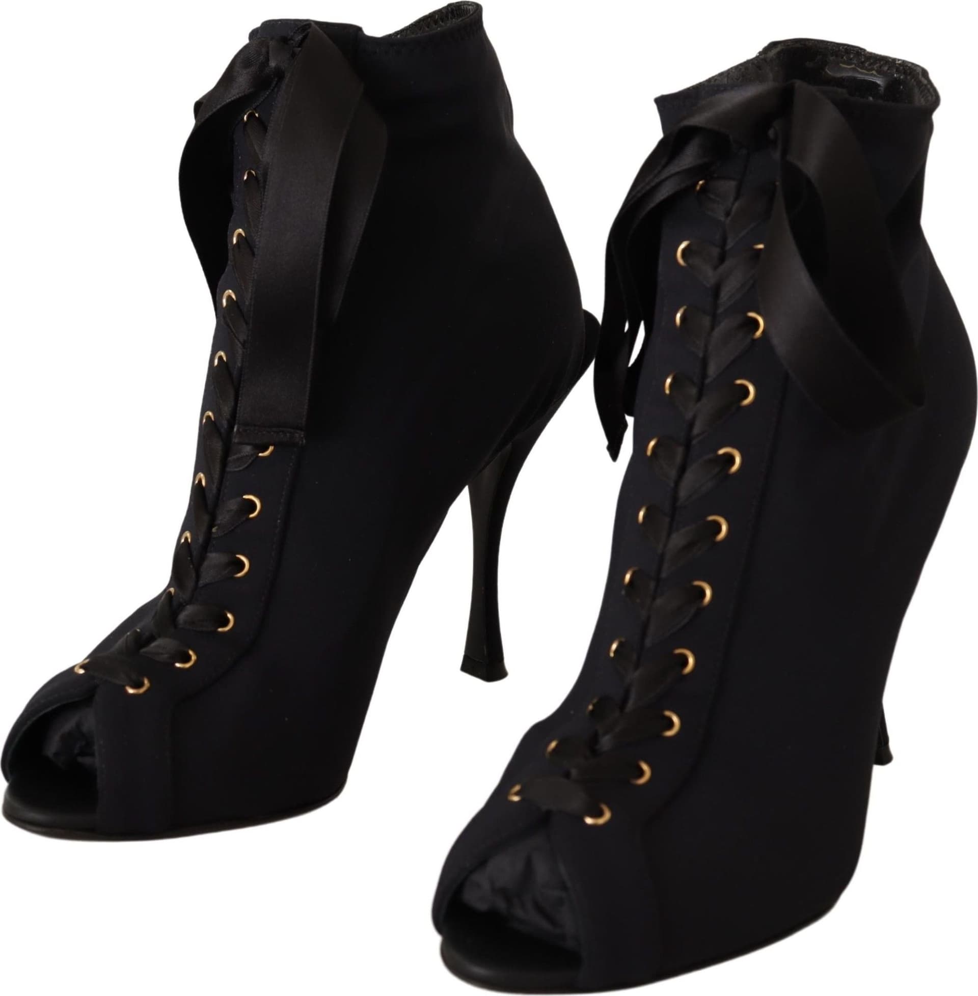 Dolce & Gabbana Black Stretch Short Ankle Boots Shoes - 4