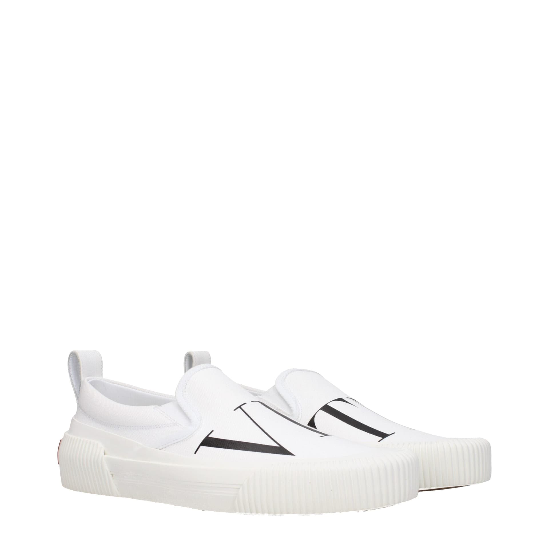 Valentino Garavani White Fabric Slip-On Loafers - 2