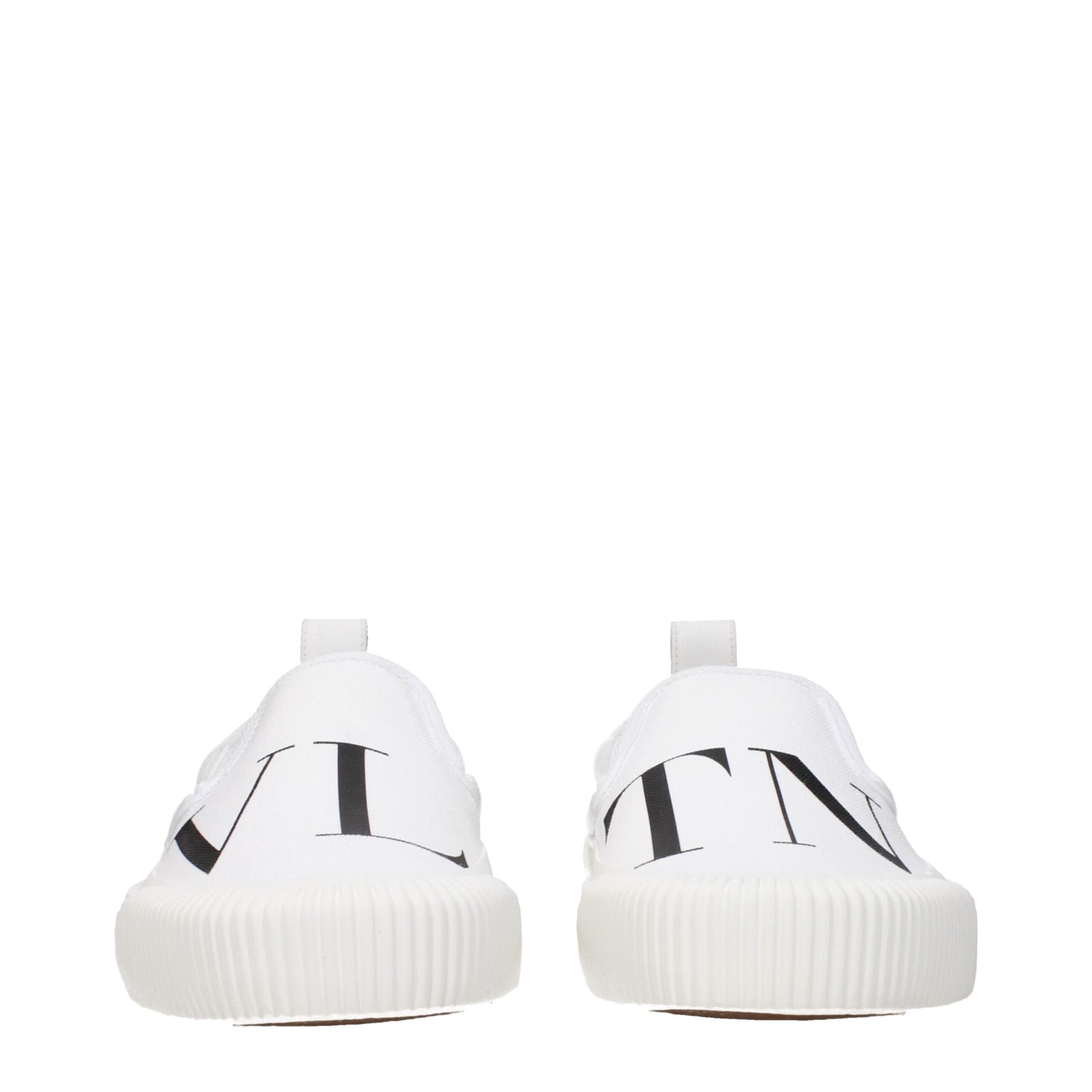 Valentino Garavani White Fabric Slip-On Loafers - 3