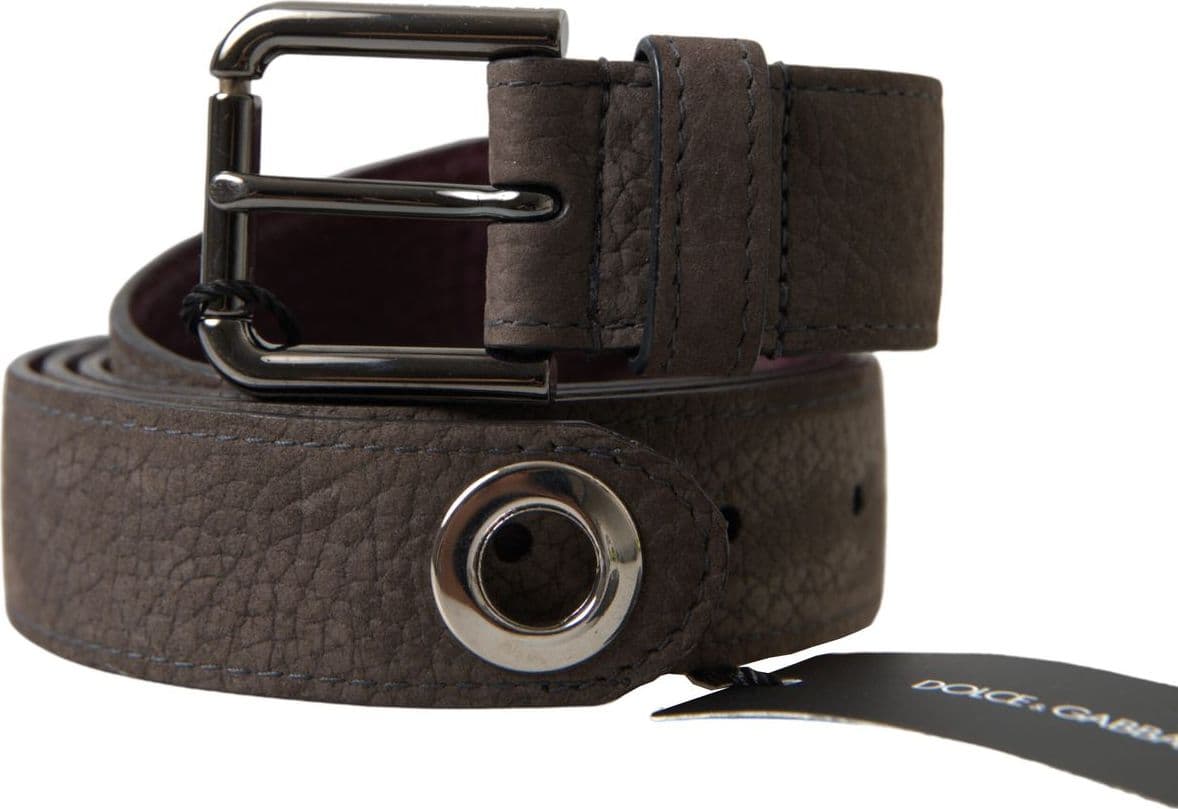 Dolce & Gabbana Brown Leather Metal Buckle Men Cintura Belt - 2