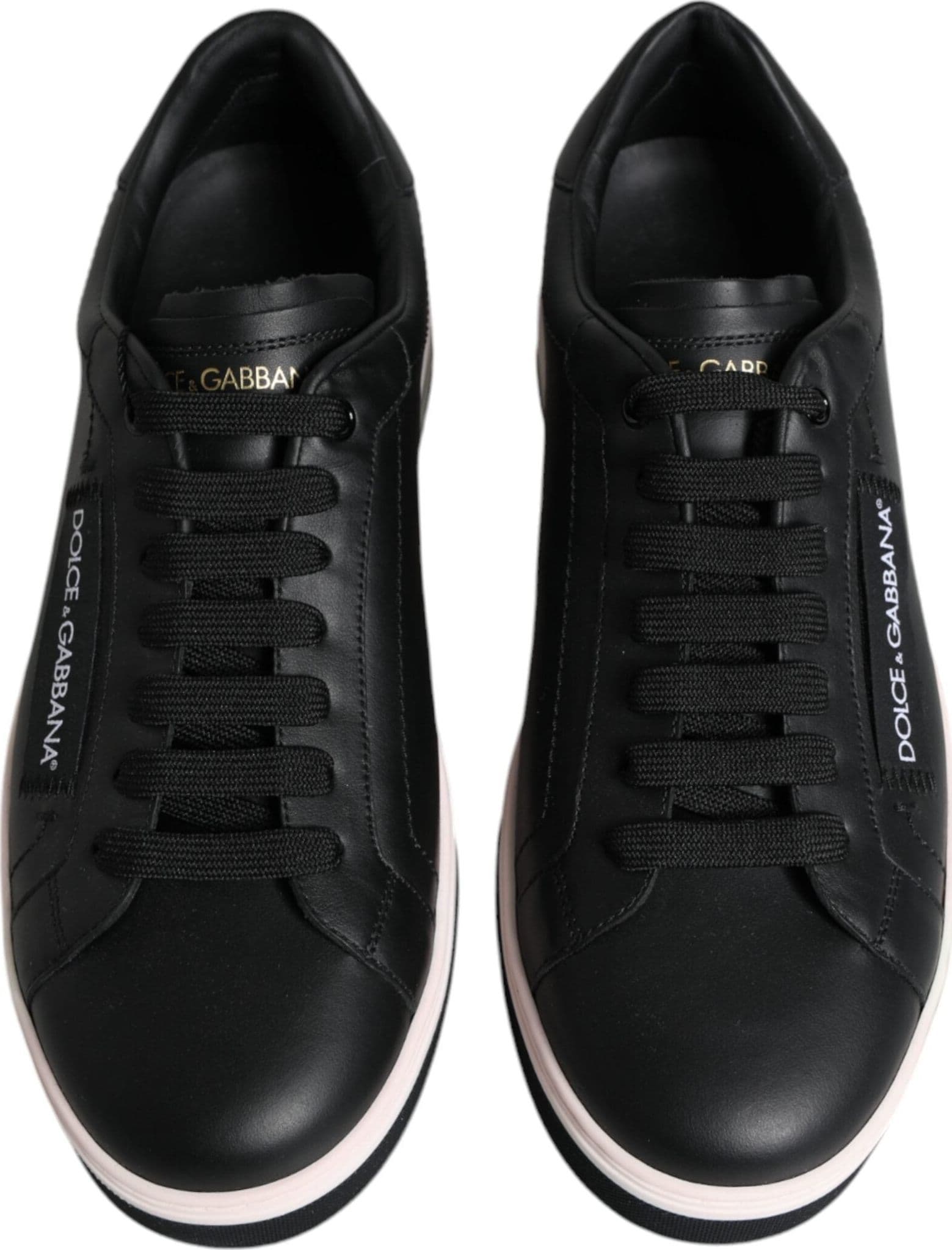 Dolce & Gabbana Black Leather Low Top Men Sneakers Shoes - 2