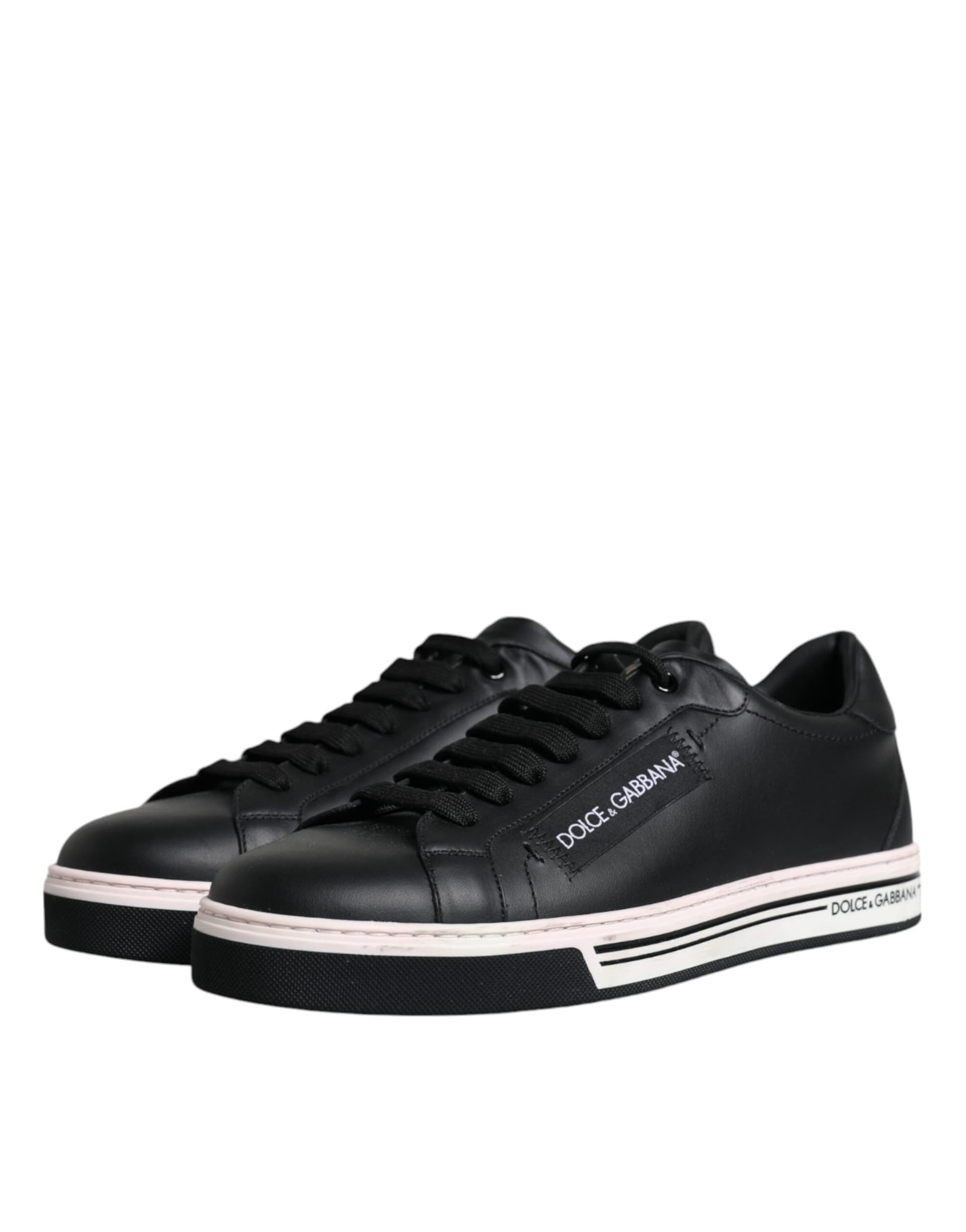Dolce & Gabbana Black Leather Low Top Men Sneakers Shoes - 3