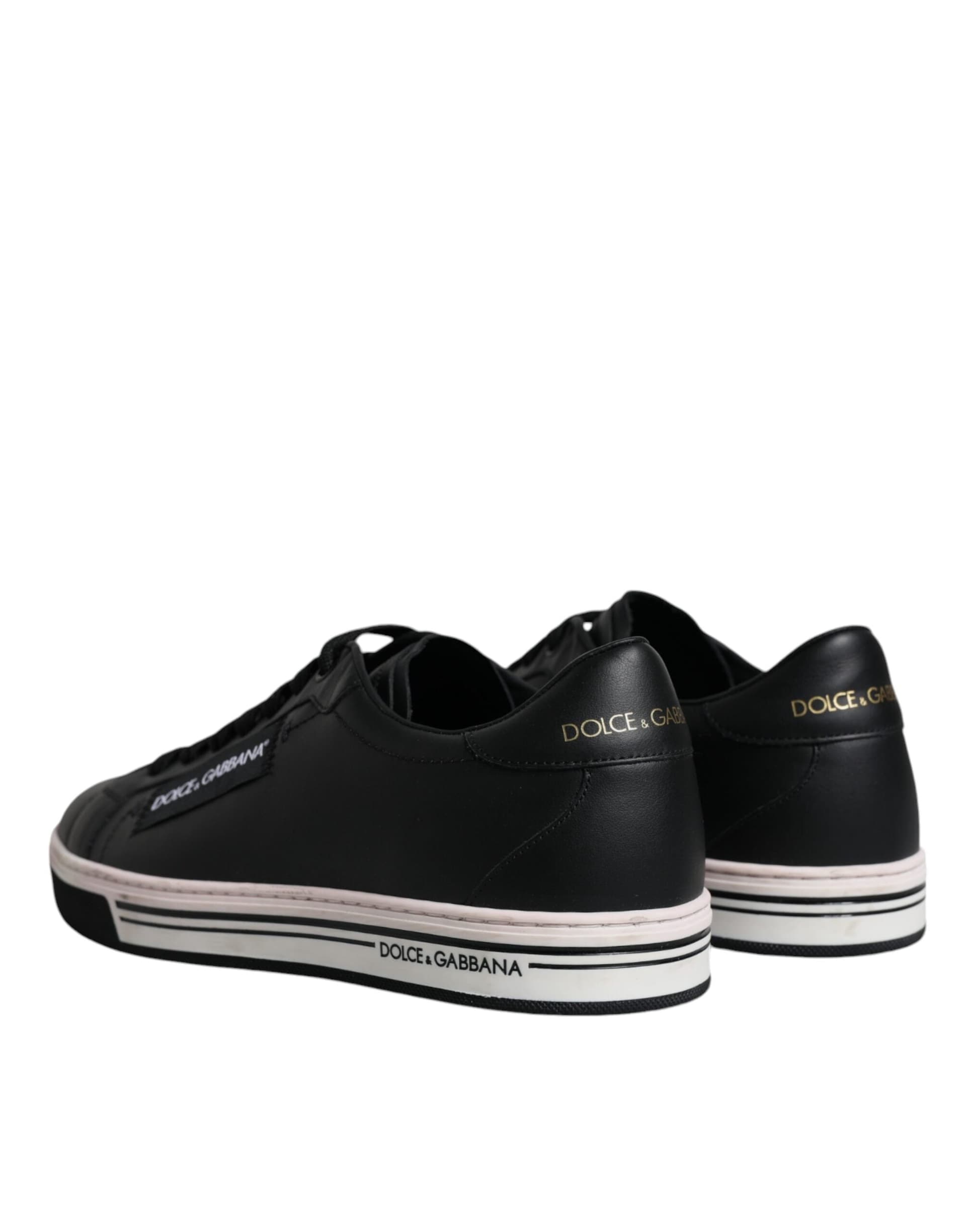 Dolce & Gabbana Black Leather Low Top Men Sneakers Shoes - 4