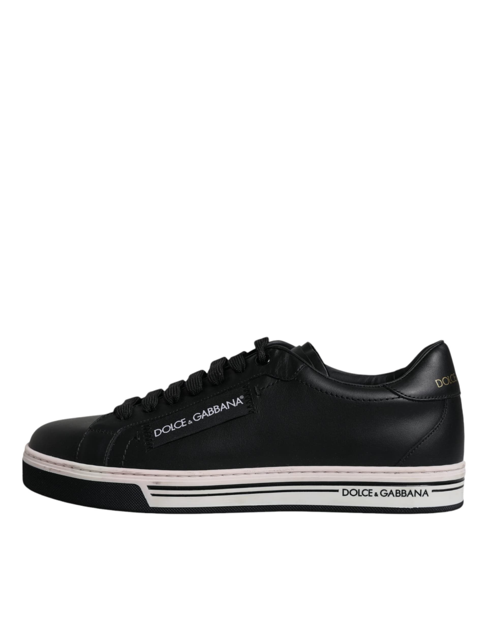 Dolce & Gabbana Black Leather Low Top Men Sneakers Shoes - 5