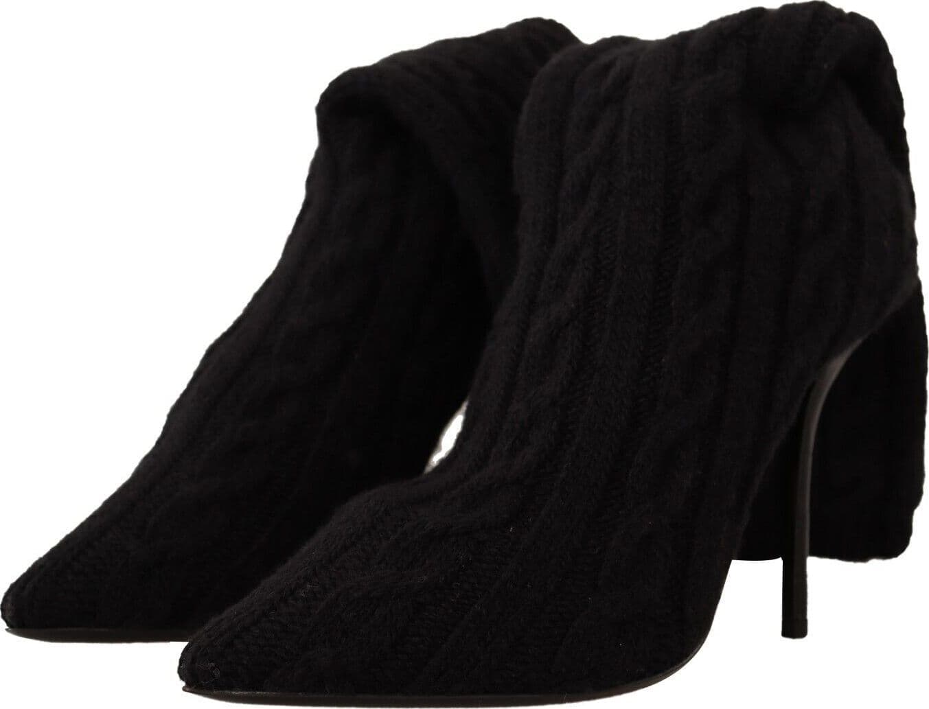 Dolce & Gabbana Black Stretch Socks Knee High Booties Shoes - 2