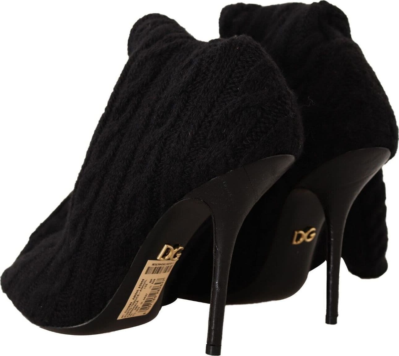 Dolce & Gabbana Black Stretch Socks Knee High Booties Shoes - 3