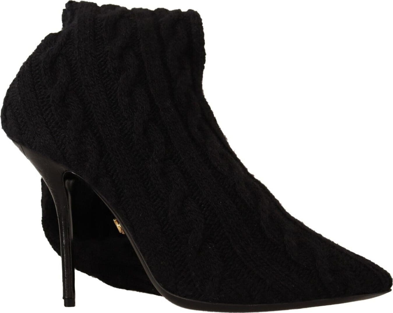Dolce & Gabbana Black Stretch Socks Knee High Booties Shoes - 5