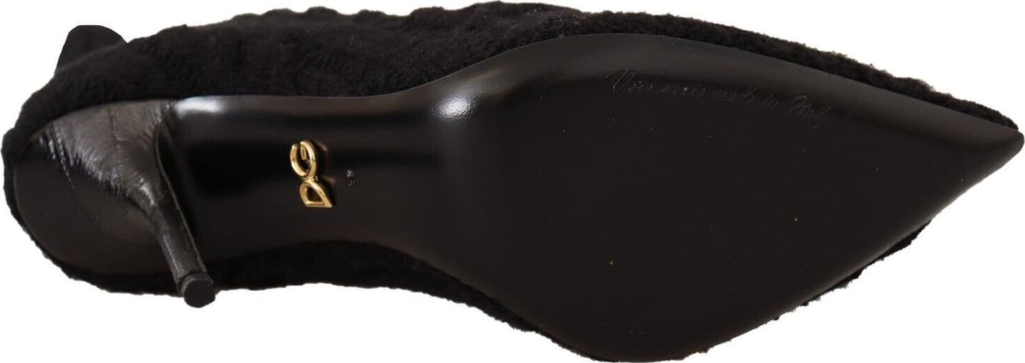 Dolce & Gabbana Black Stretch Socks Knee High Booties Shoes - 6