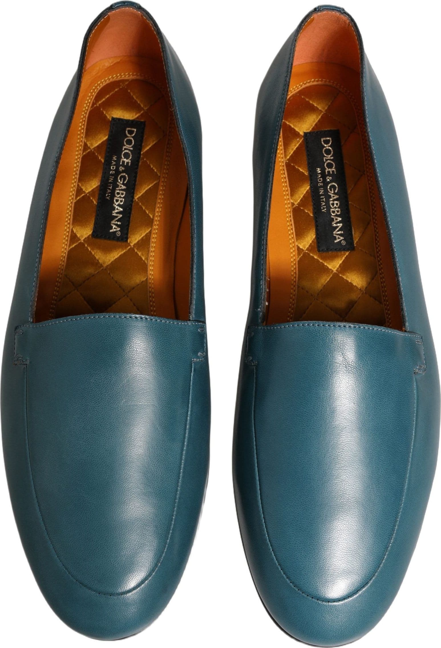 Dolce & Gabbana Blue Leather Logo Slip On Men Loafers Shoes - 3