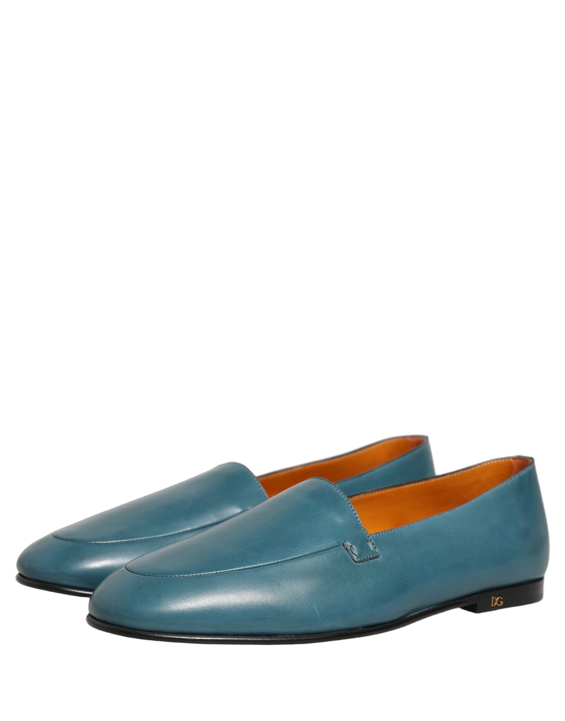 Dolce & Gabbana Blue Leather Logo Slip On Men Loafers Shoes - 4