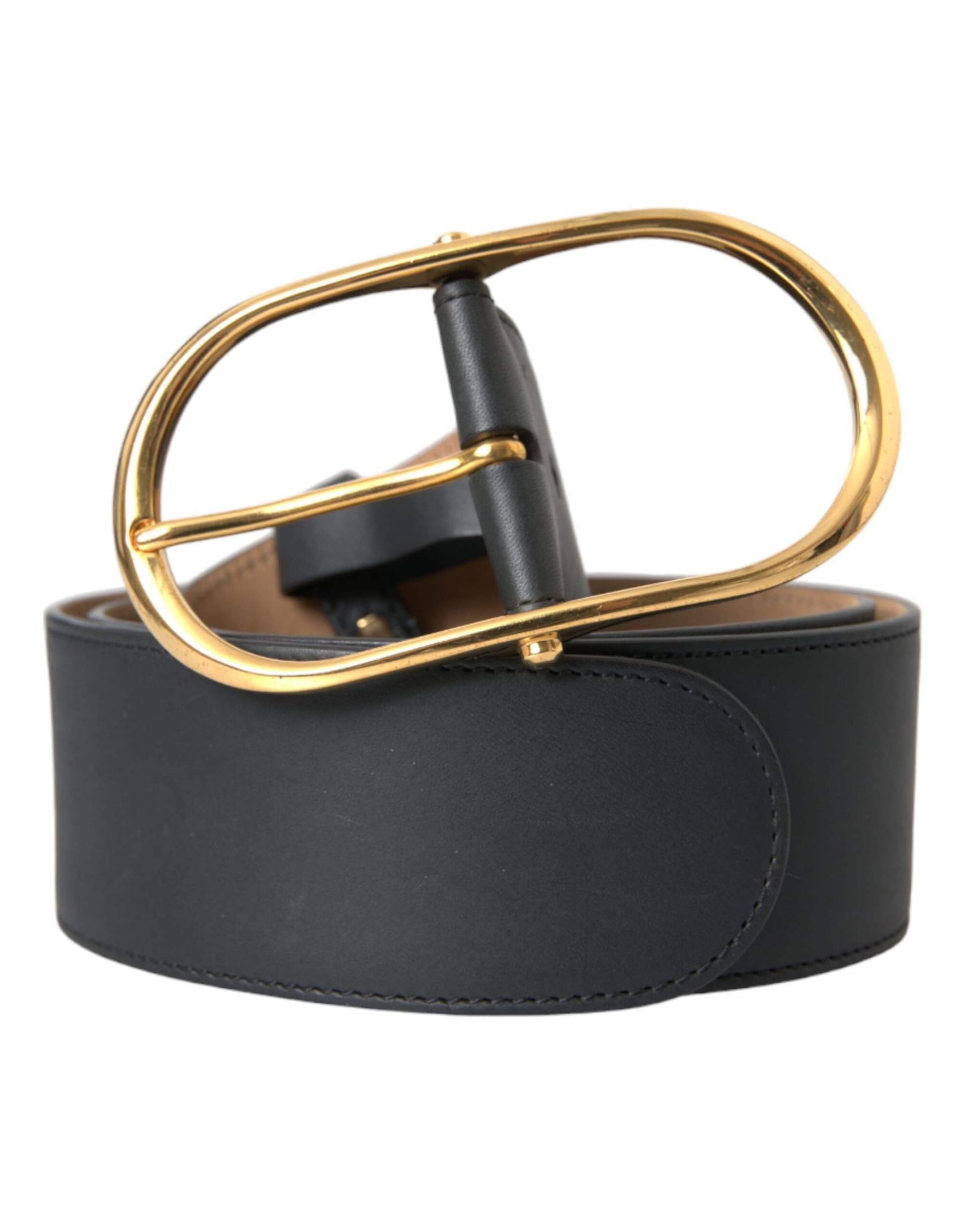 Dolce & Gabbana Black Leather Classic Metal Oval Buckle Belt - 2