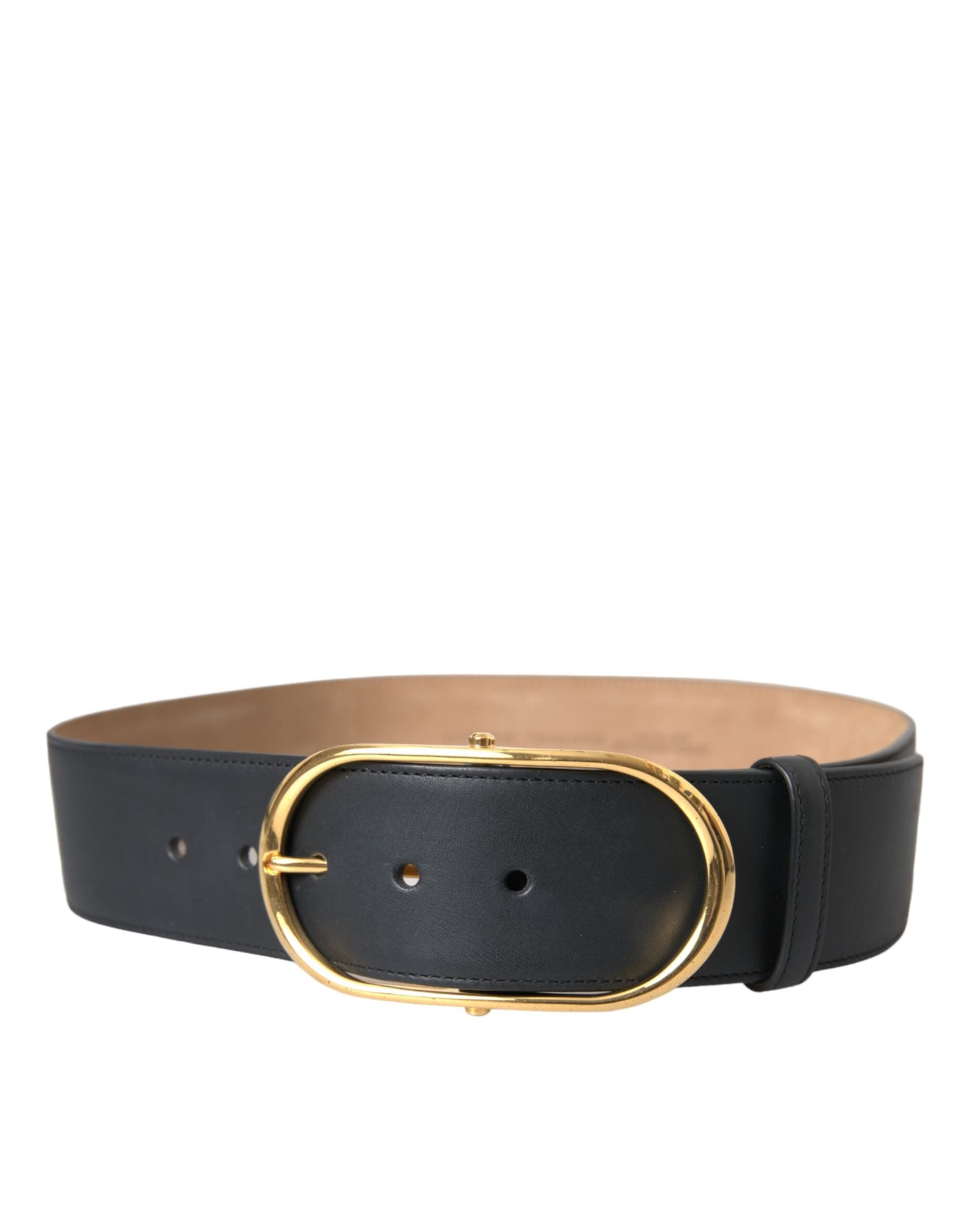 Dolce & Gabbana Black Leather Classic Metal Oval Buckle Belt - 3