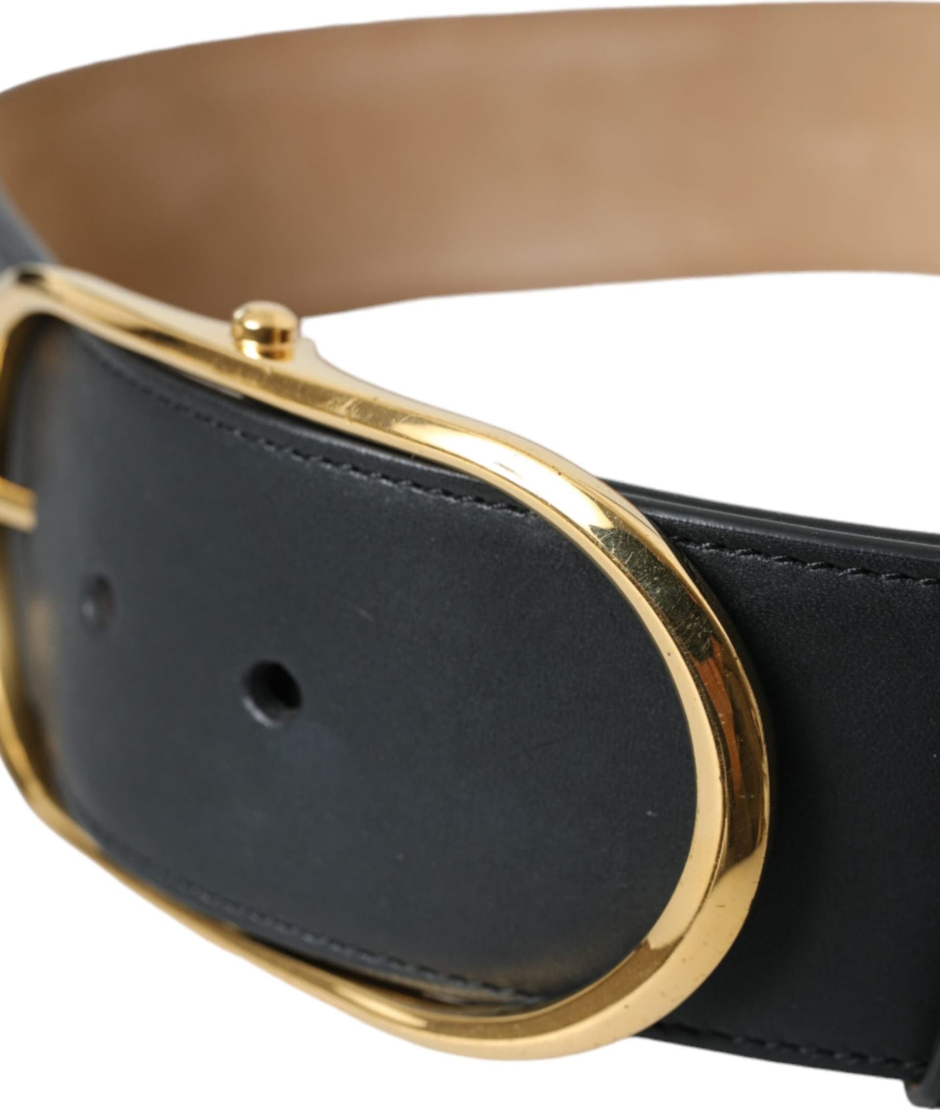 Dolce & Gabbana Black Leather Classic Metal Oval Buckle Belt - 4