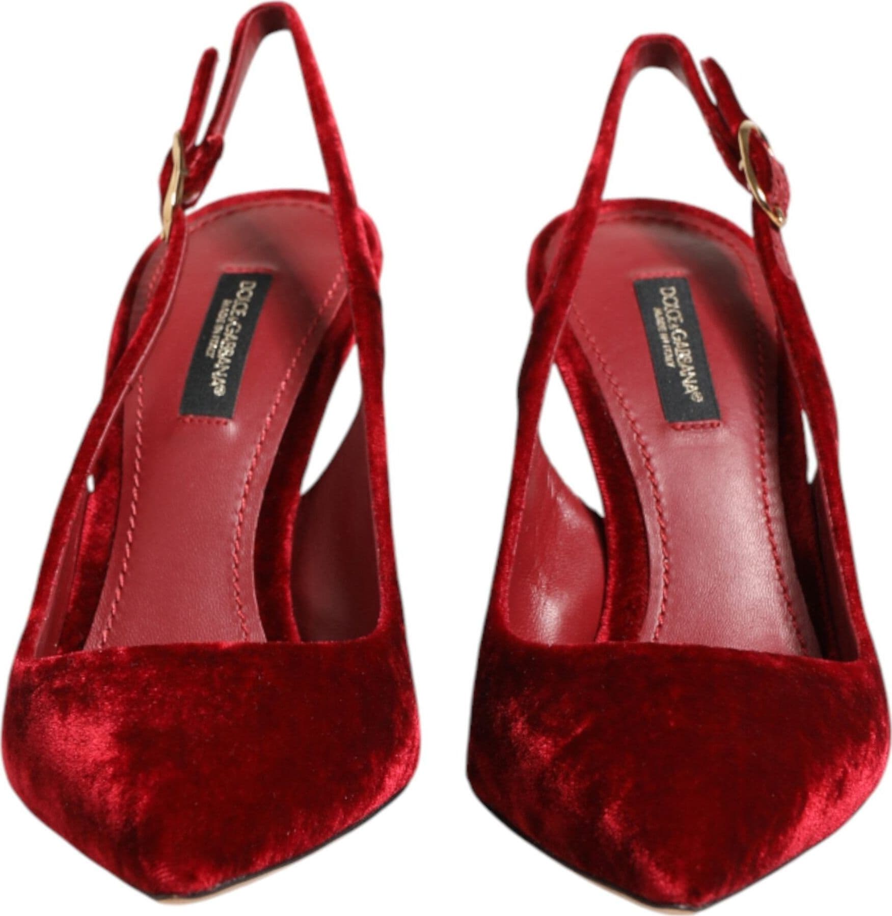 Dolce & Gabbana Red Suede High Heels Slingbacks Sandals Shoes