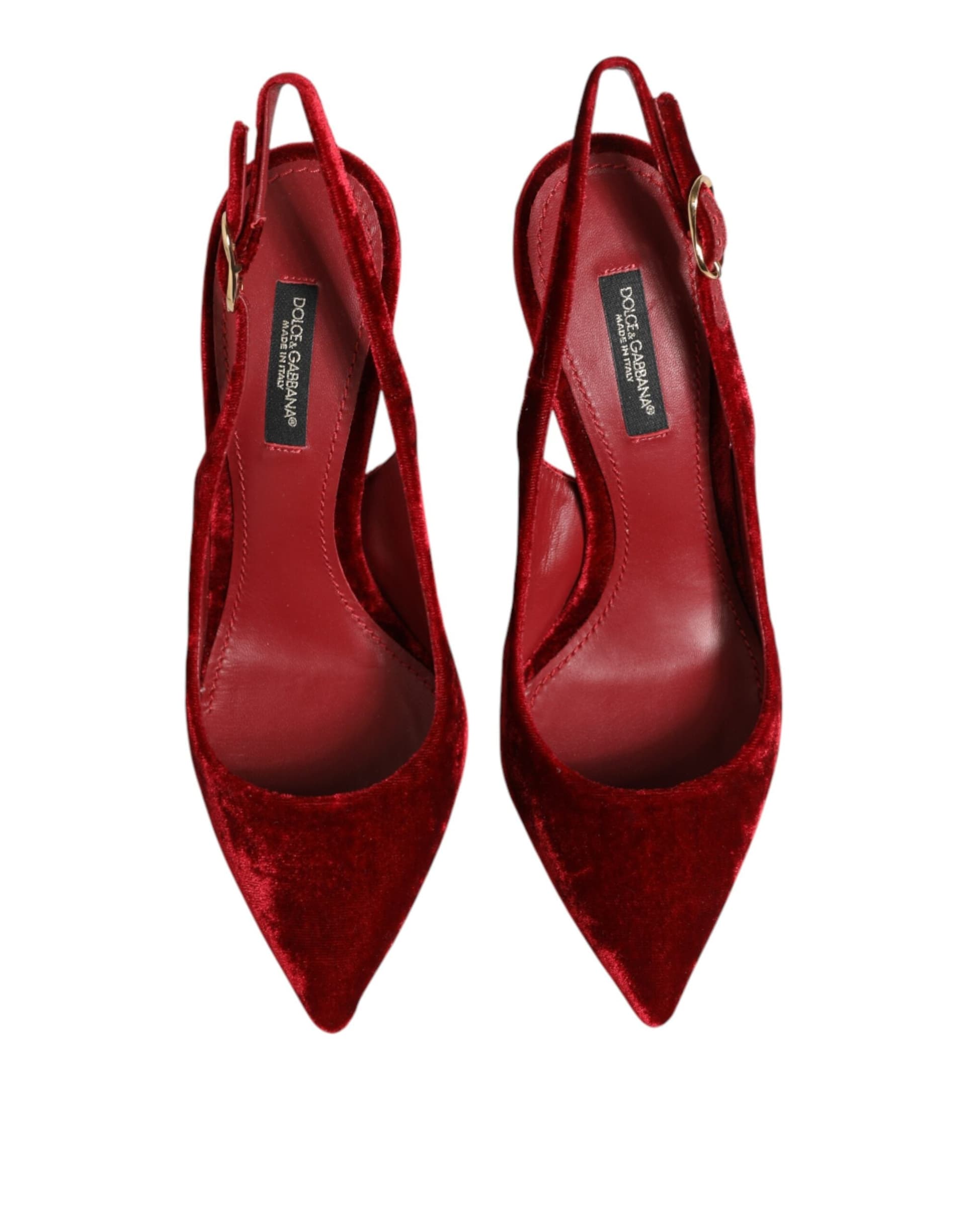 Dolce & Gabbana Red Suede High Heels Slingbacks Sandals Shoes - 2