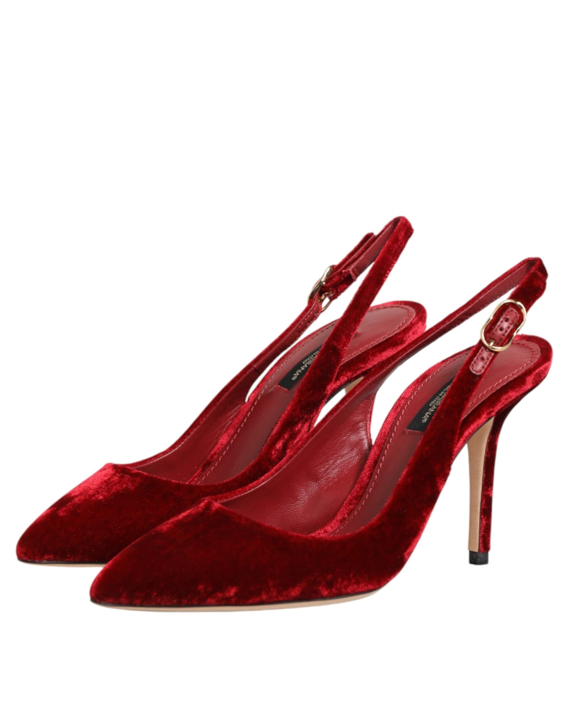 Dolce & Gabbana Red Suede High Heels Slingbacks Sandals Shoes - 3