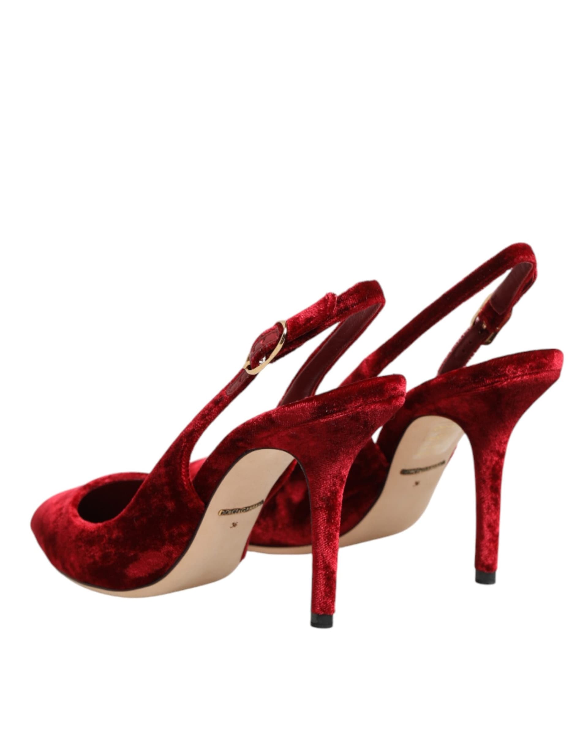 Dolce & Gabbana Red Suede High Heels Slingbacks Sandals Shoes - 4