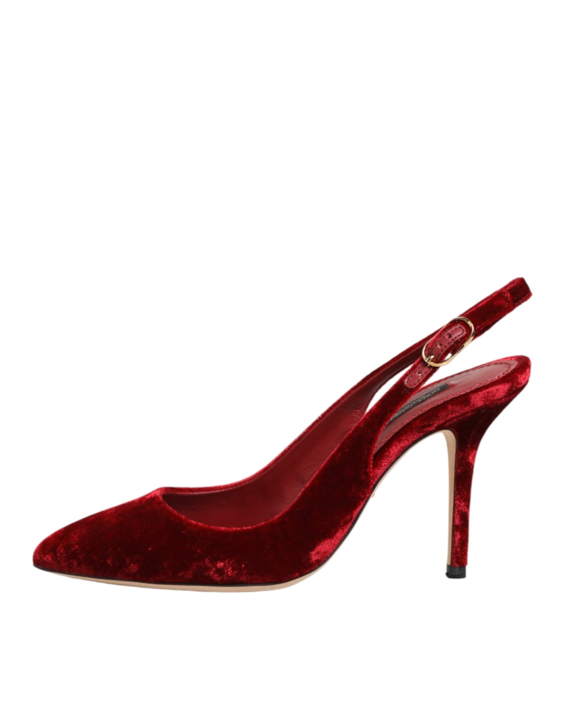 Dolce & Gabbana Red Suede High Heels Slingbacks Sandals Shoes - 5