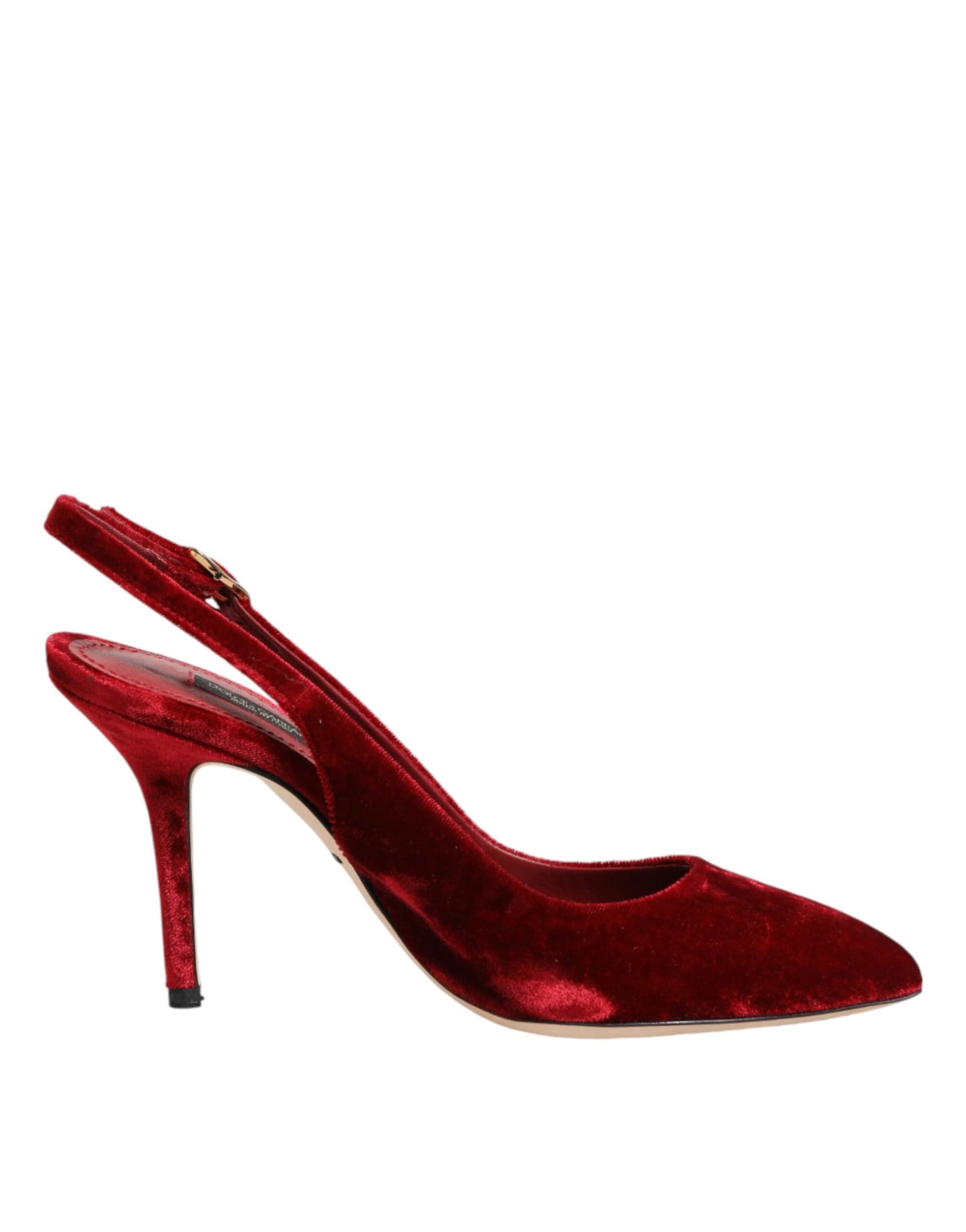 Dolce & Gabbana Red Suede High Heels Slingbacks Sandals Shoes - 7