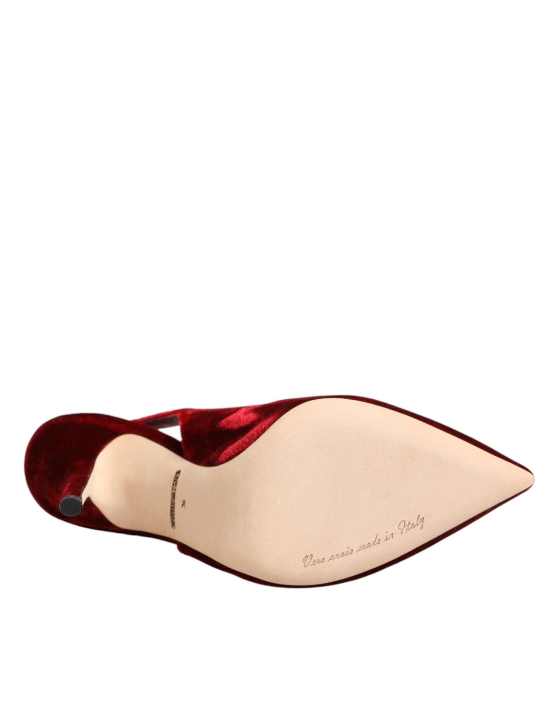 Dolce & Gabbana Red Suede High Heels Slingbacks Sandals Shoes - 8