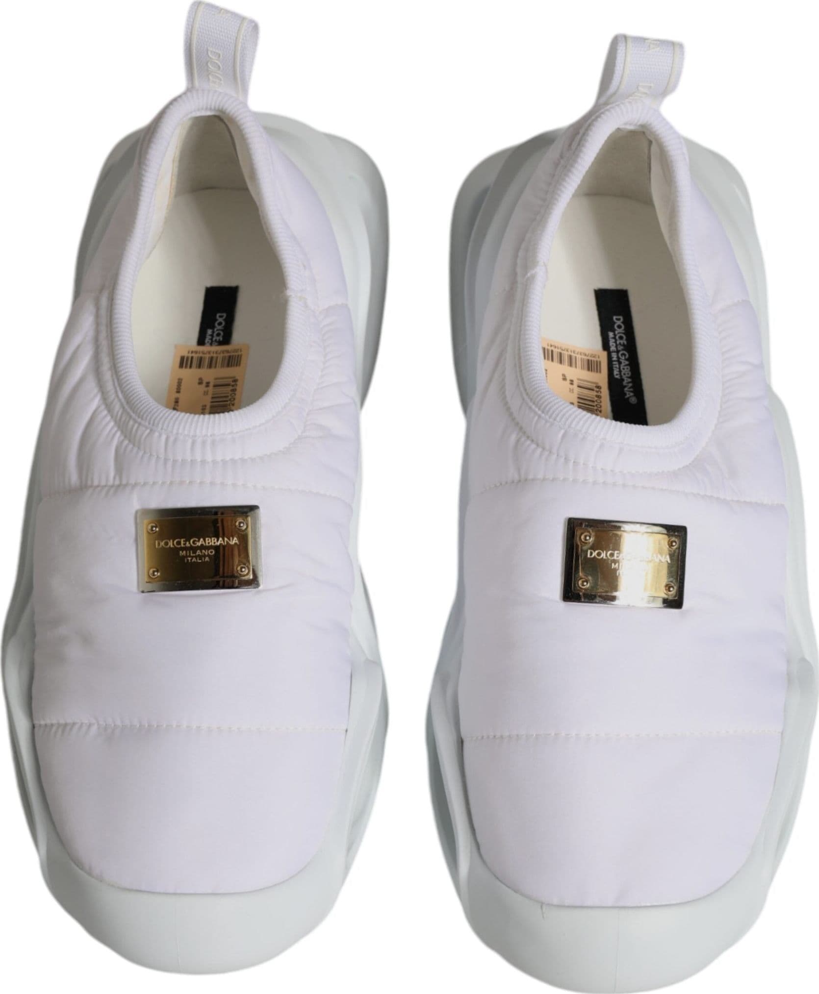 Dolce & Gabbana White Padded Fabric Low Top Sneakers Shoes - 2