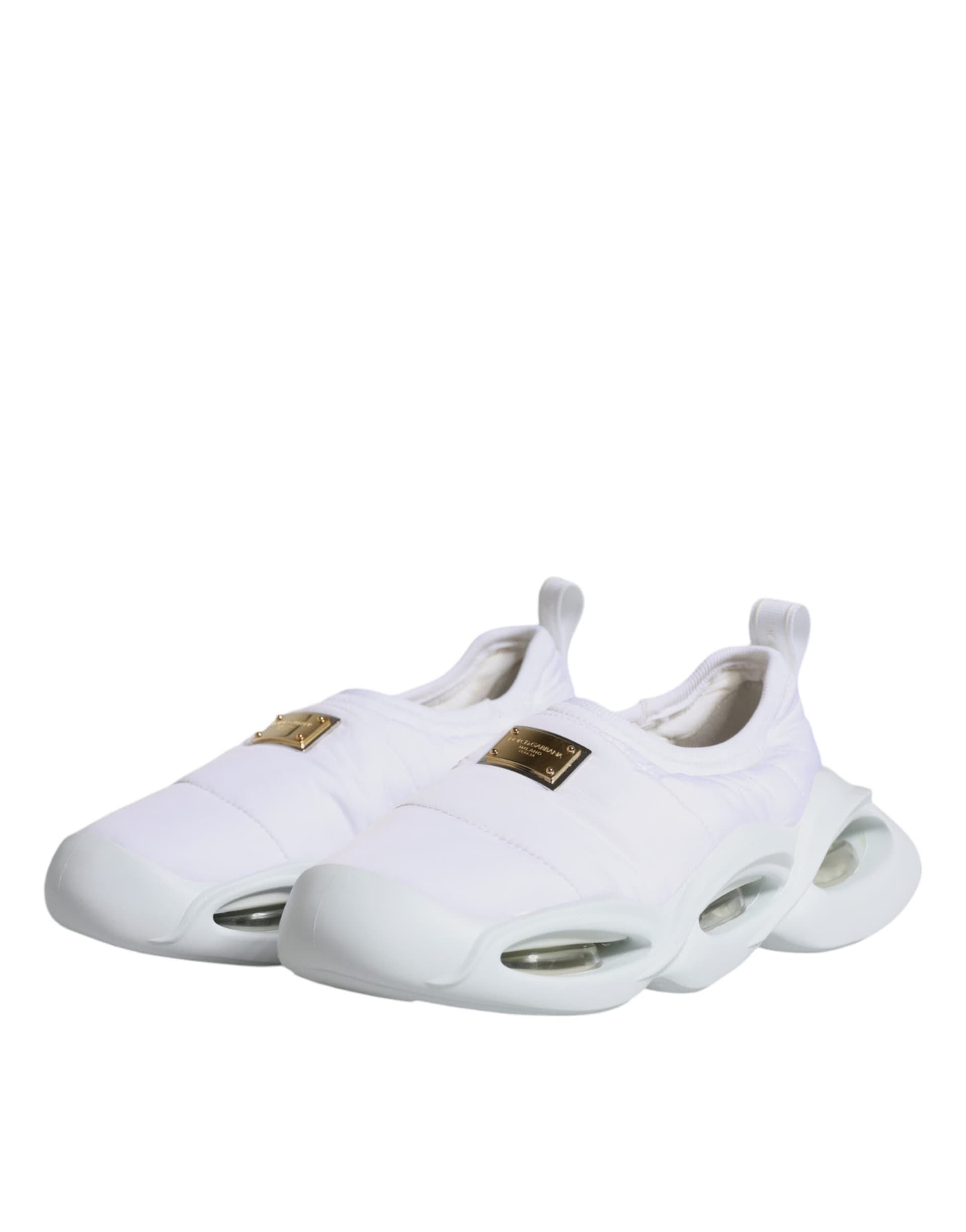 Dolce & Gabbana White Padded Fabric Low Top Sneakers Shoes - 3