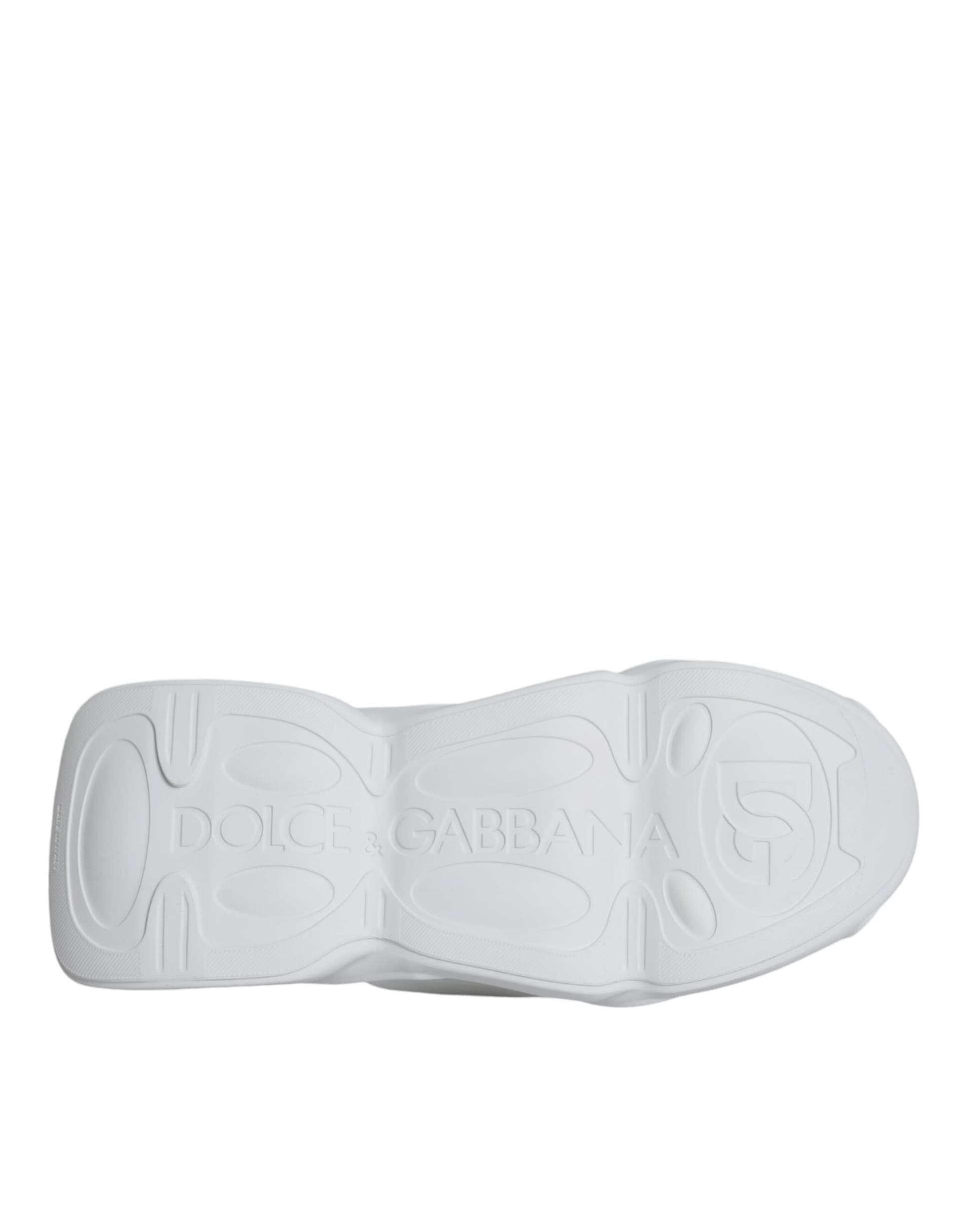 Dolce & Gabbana White Padded Fabric Low Top Sneakers Shoes - 8