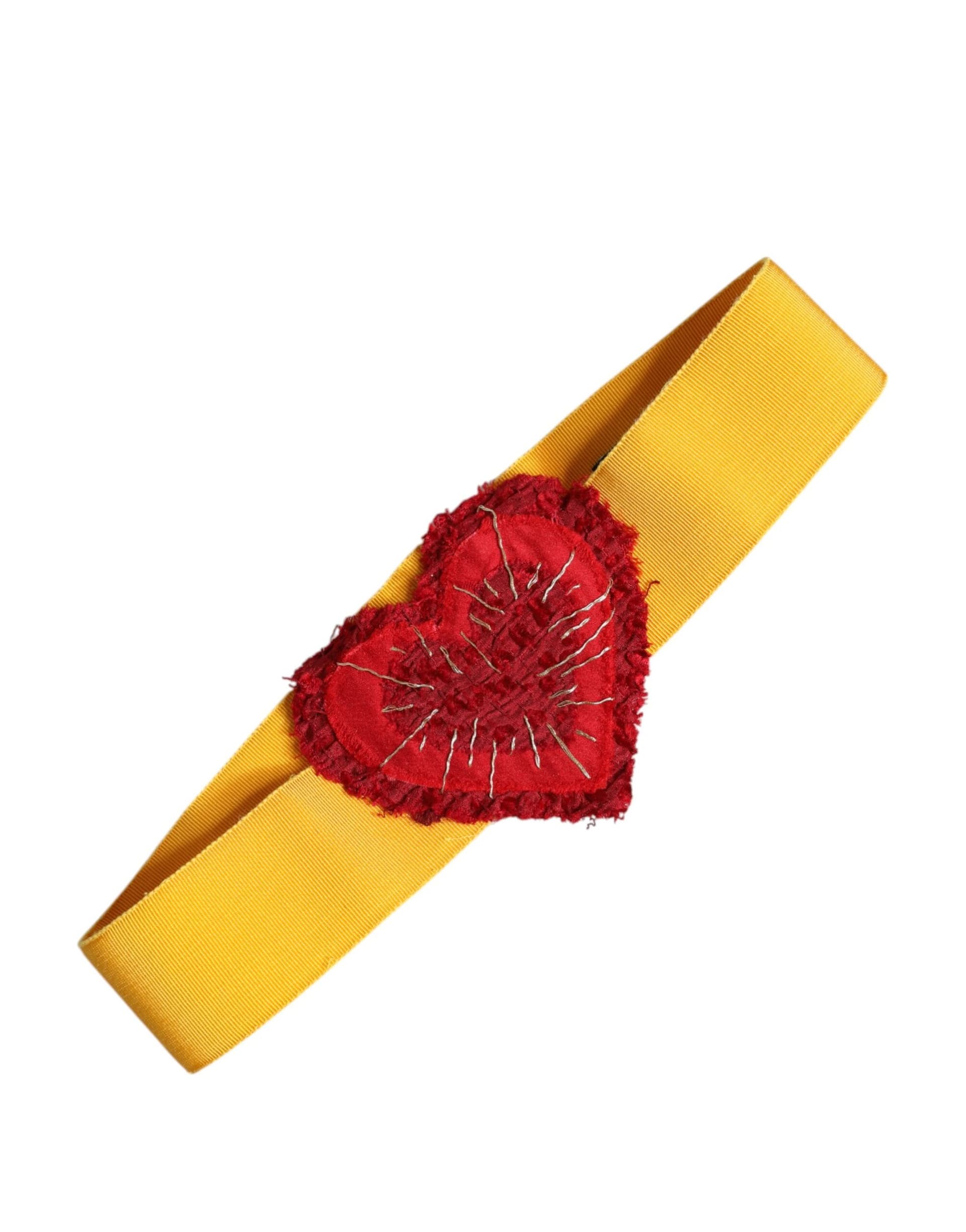 Dolce & Gabbana Yellow Stretch Wide Waist Heart Embellished Belt - 2