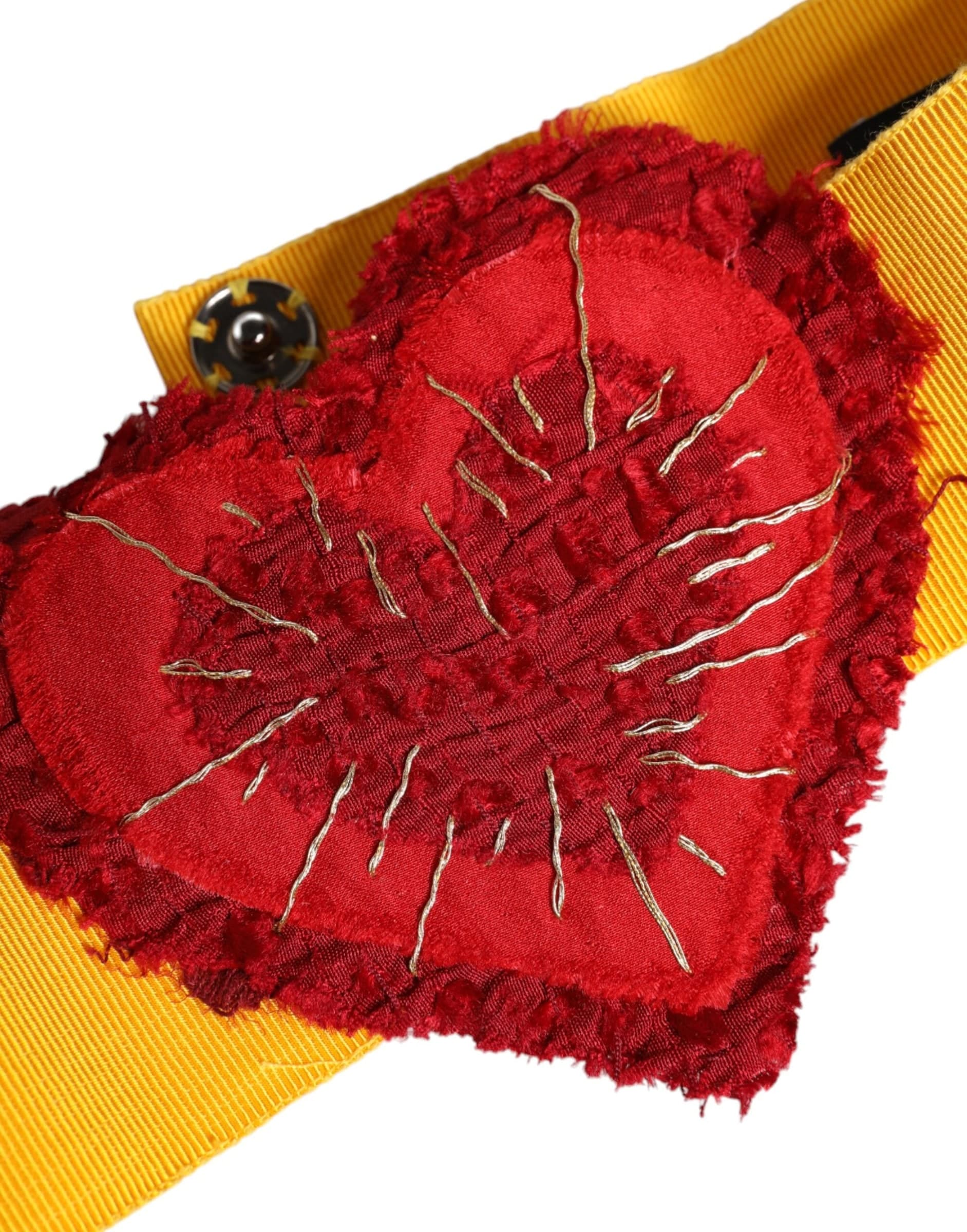 Dolce & Gabbana Yellow Stretch Wide Waist Heart Embellished Belt - 5
