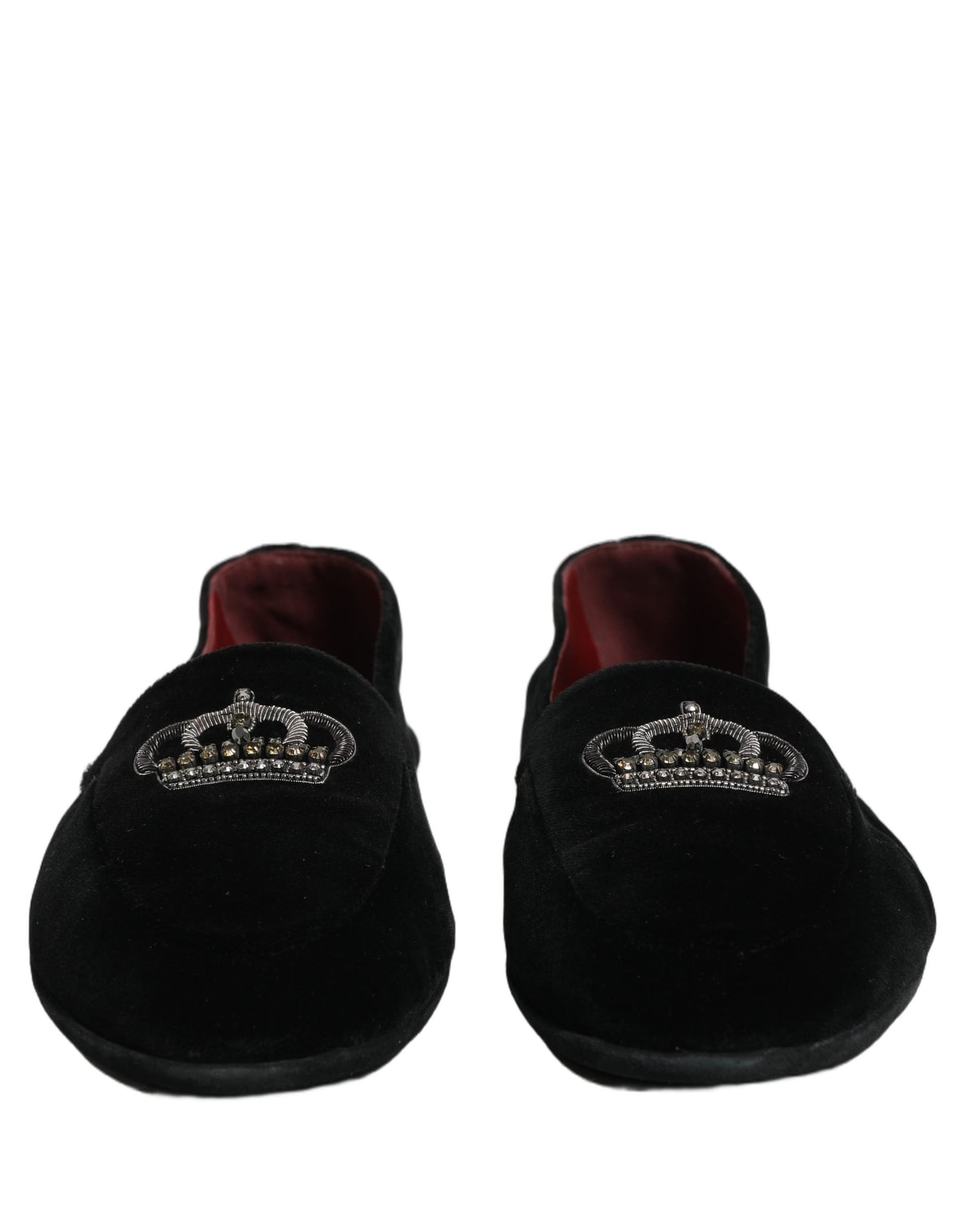Dolce & Gabbana Black Crown Embellished Dress Loafers Shoes - 2