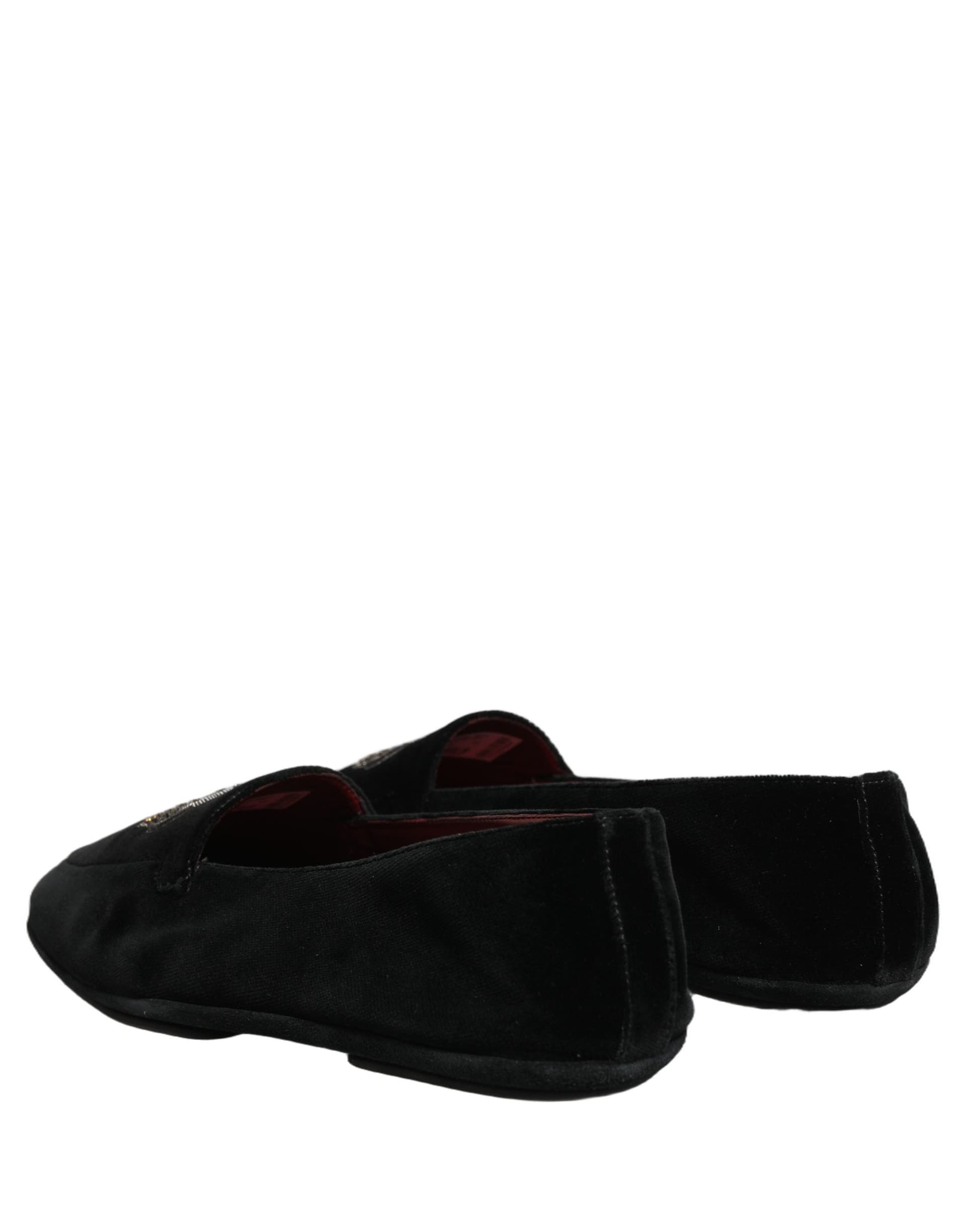 Dolce & Gabbana Black Crown Embellished Dress Loafers Shoes - 5