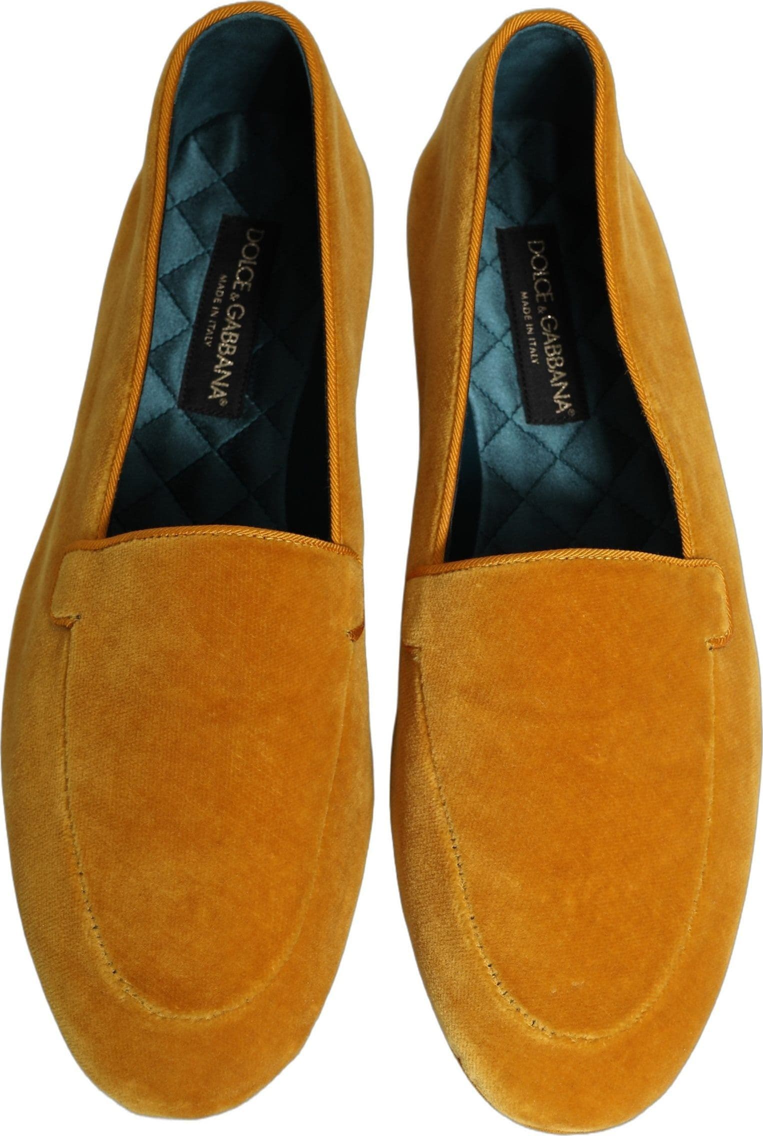 Dolce & Gabbana Yellow Velvet Slip On Men Dress Loafers Shoes - 3