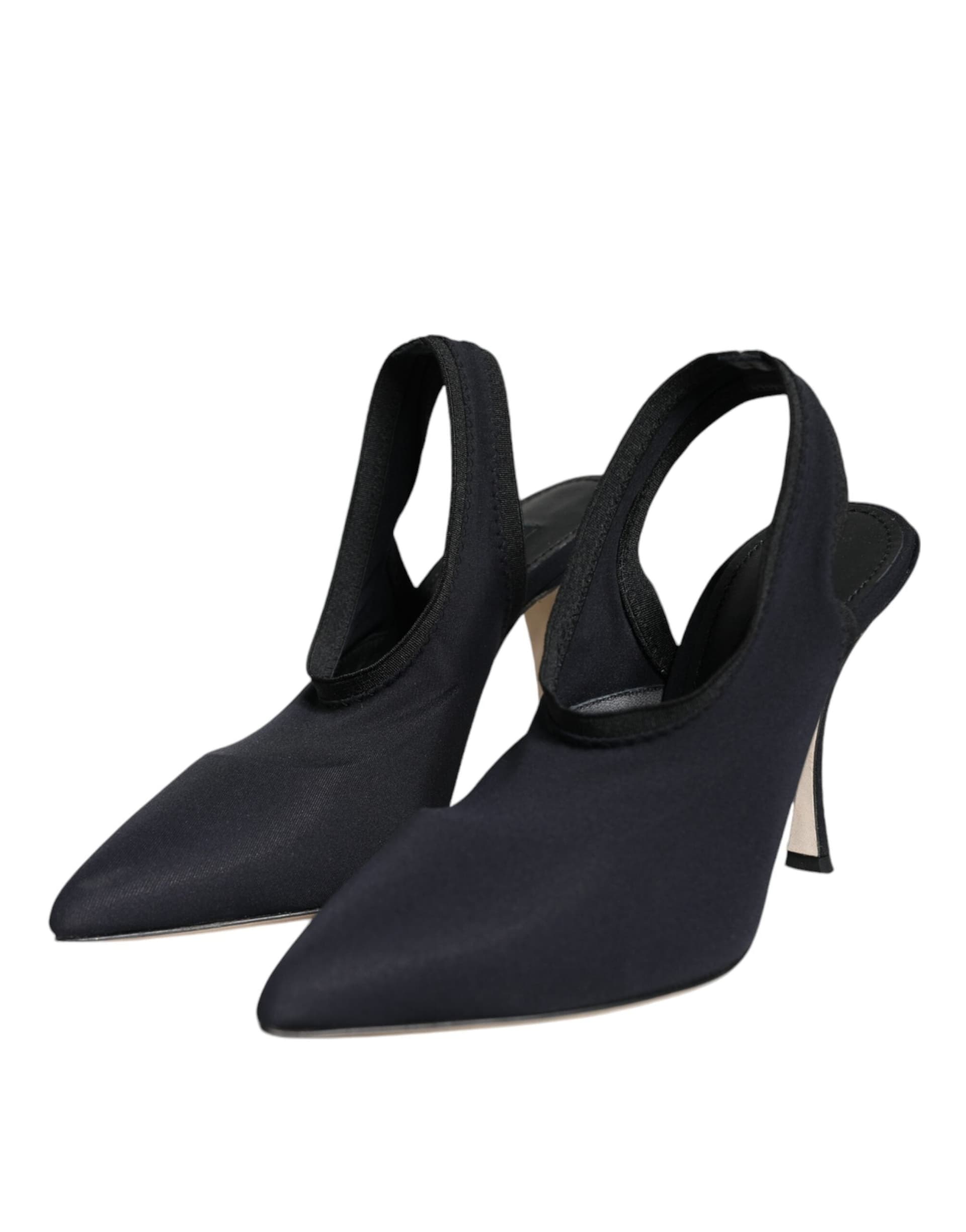 Dolce & Gabbana Black Jersey Stretch Heels Slingback Shoes - 2