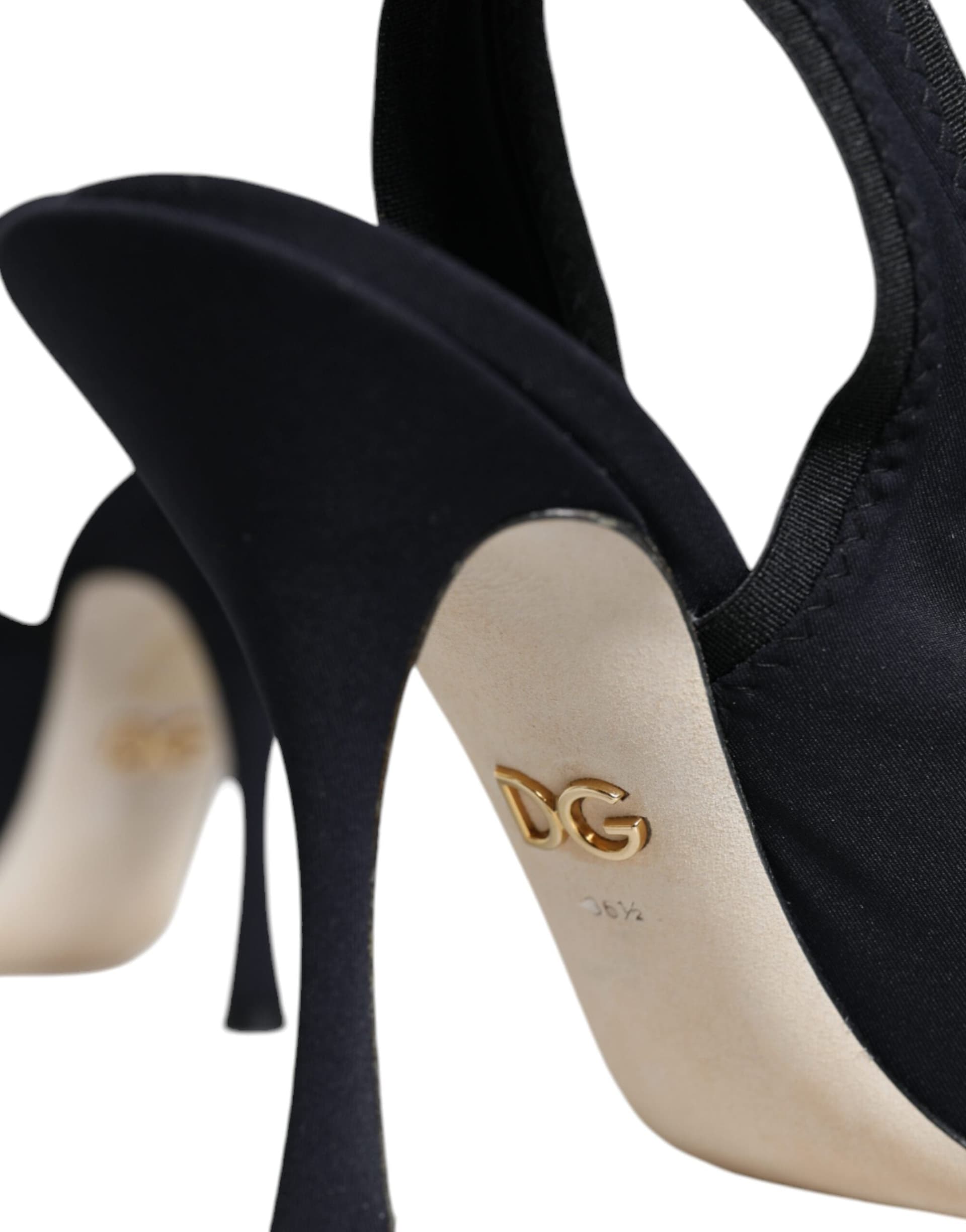 Dolce & Gabbana Black Jersey Stretch Heels Slingback Shoes - 6