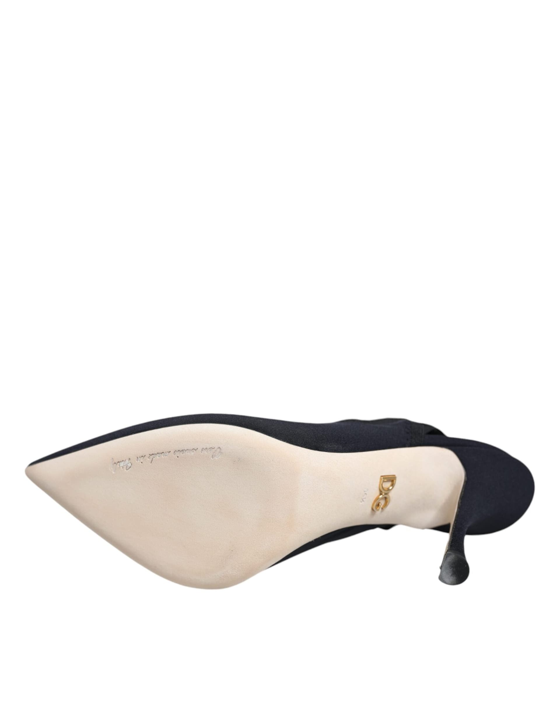 Dolce & Gabbana Black Jersey Stretch Heels Slingback Shoes - 7